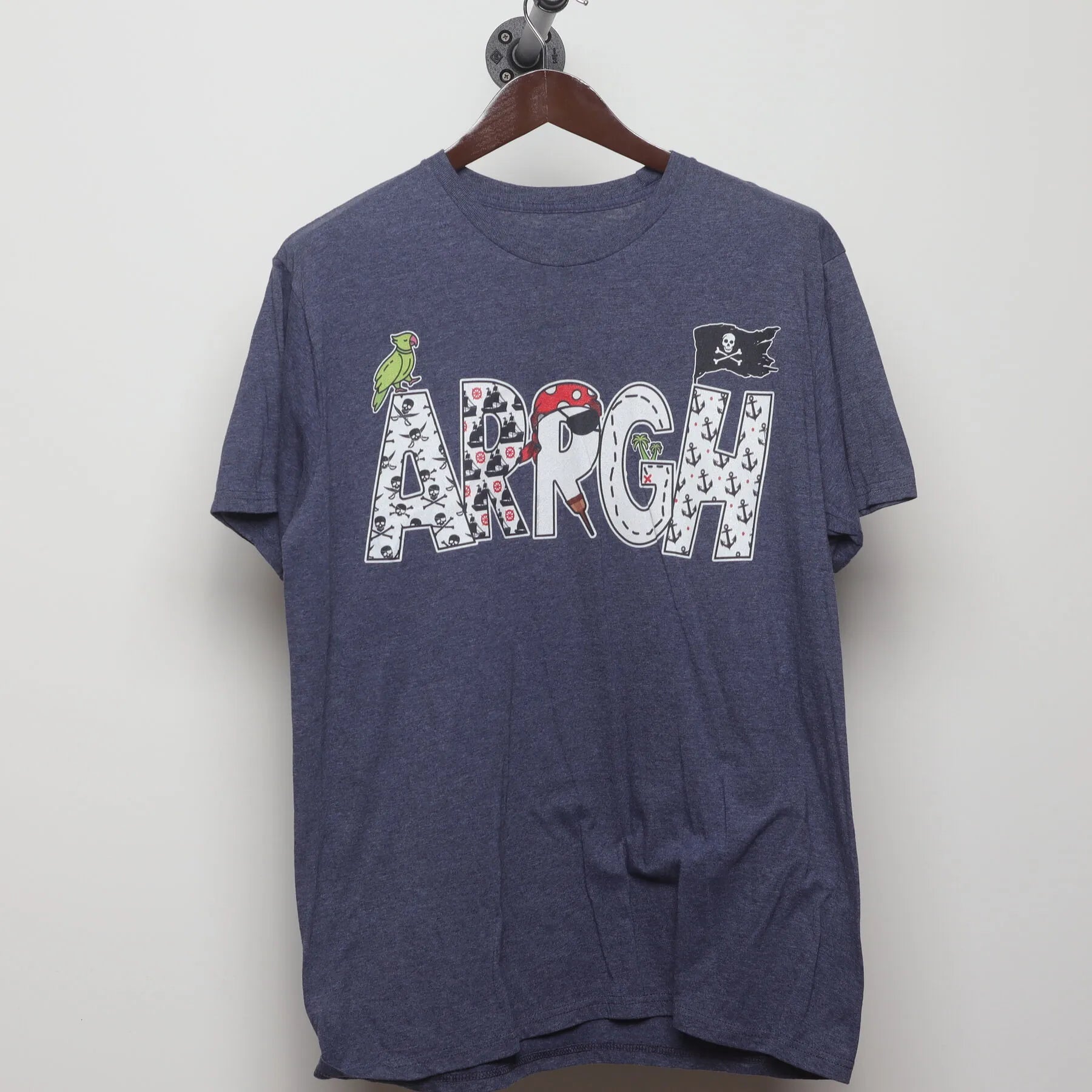 Front view of Vintage 2010s Pirate Graphic "ARRGH" T-Shirt - M