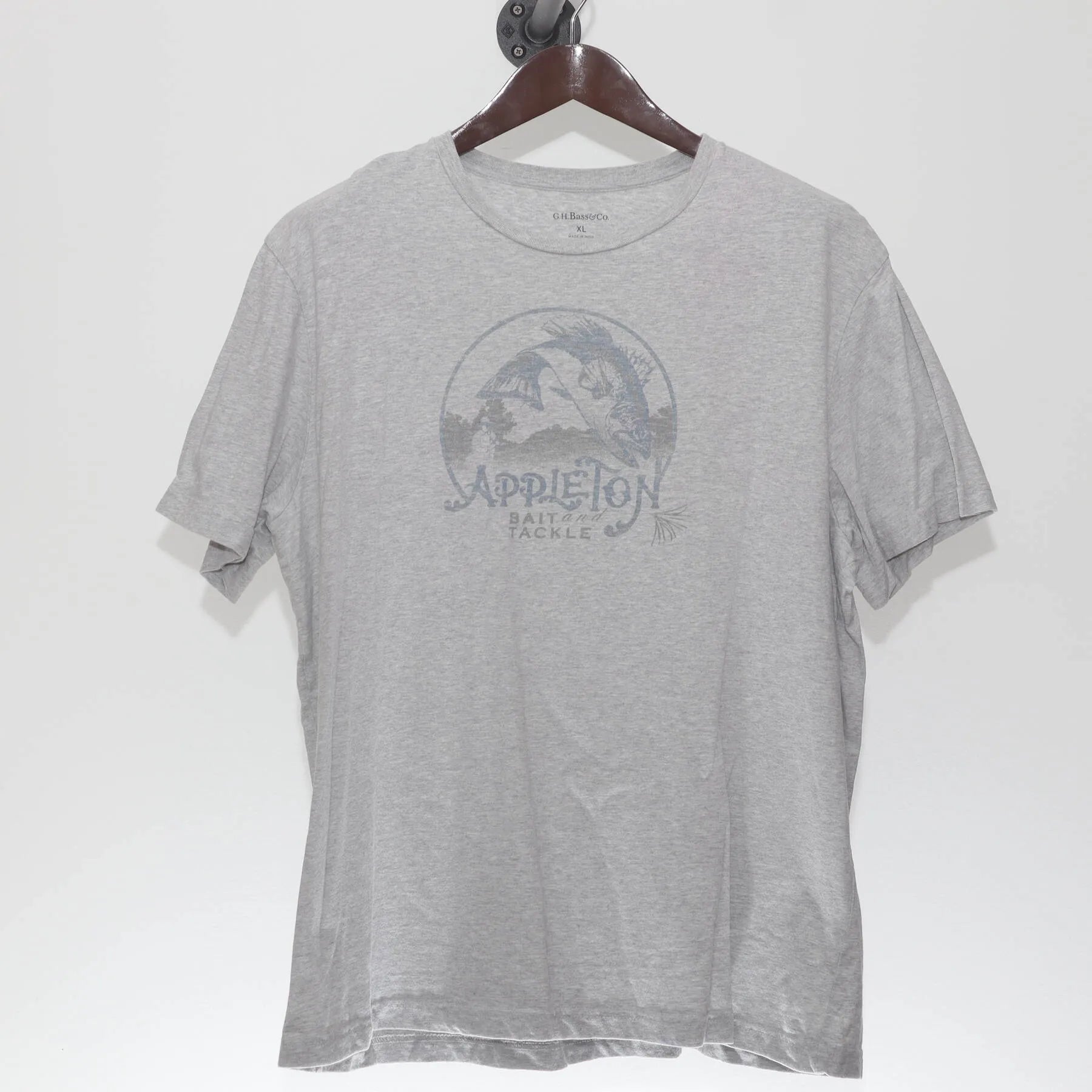 Front view of Vintage Y2K G.H. Bass & Co. "Appleton Bait + Tackle" T-Shirt - L