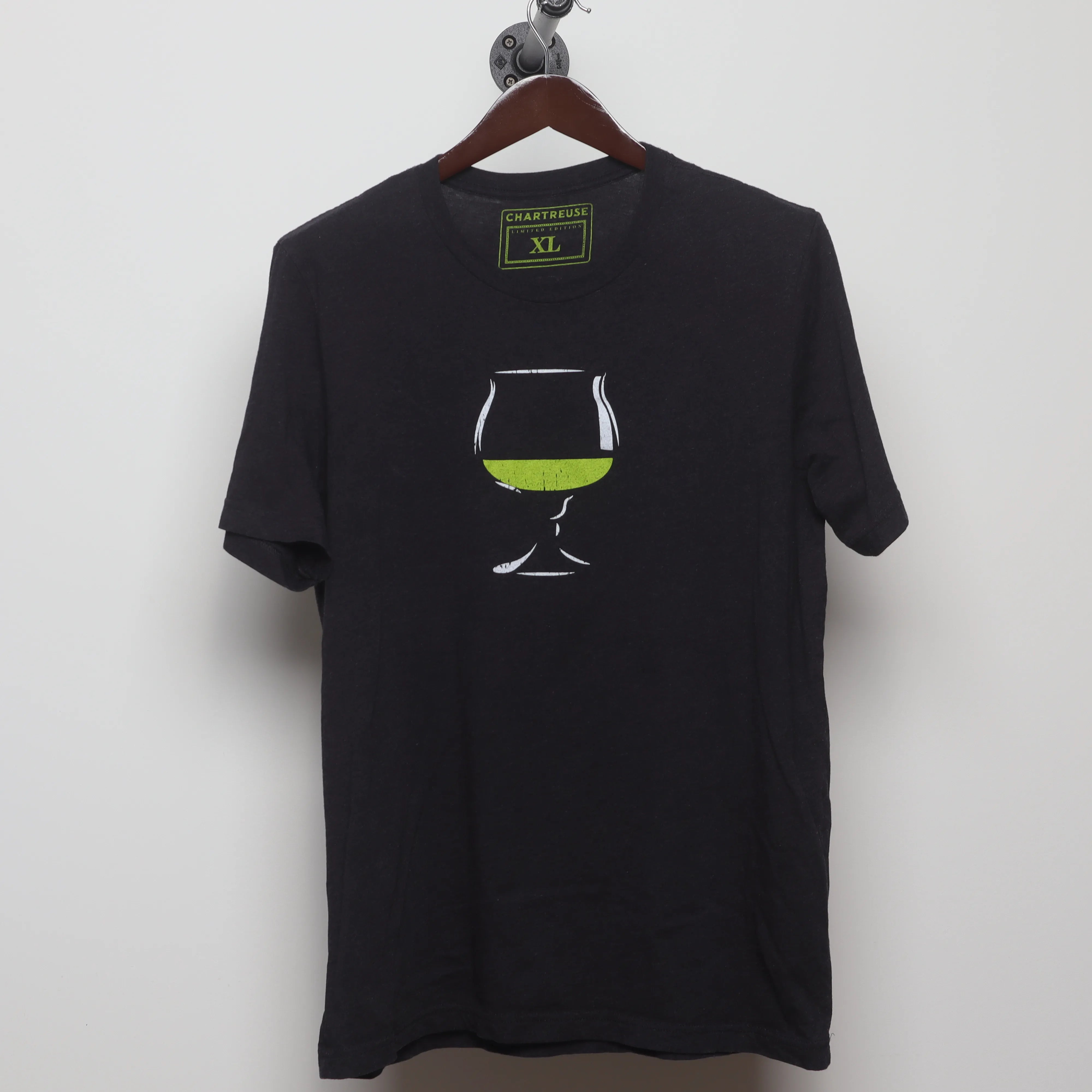 Front view of Modern Chartreuse Liqueur Graphic T-Shirt L
