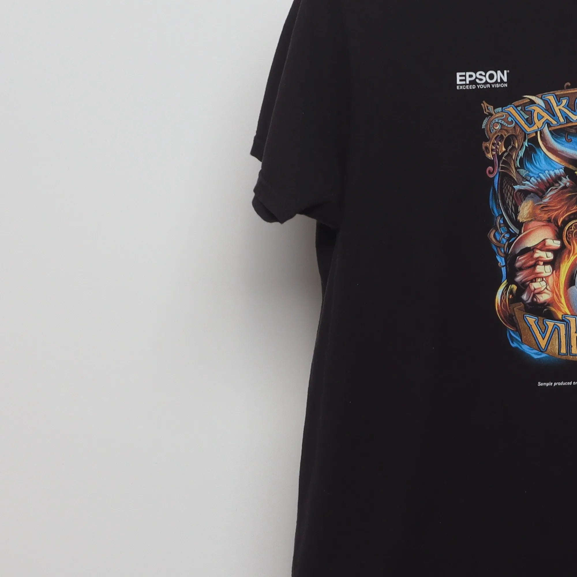 Close-up of the sleeve on the Modern Lakeshore Vikings Soccer Graphic T-Shirt L