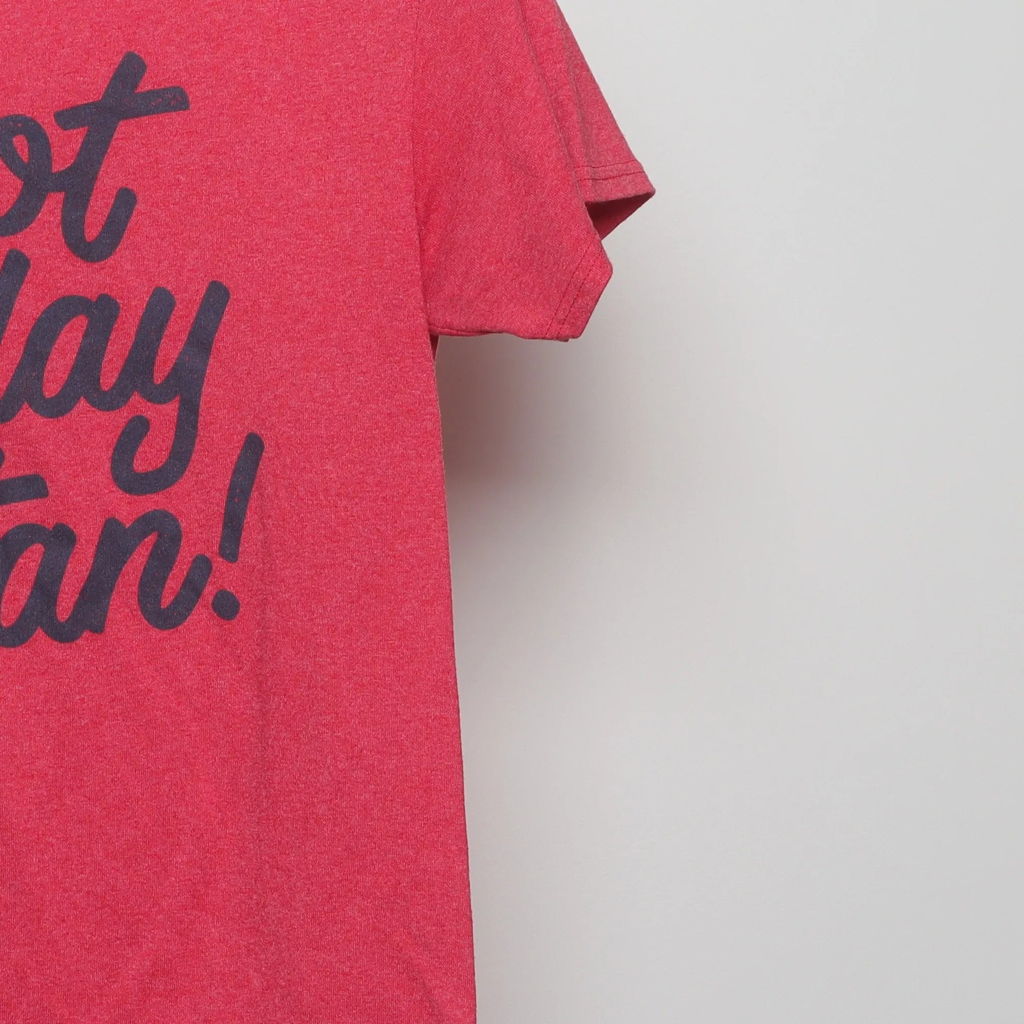 Close-up of the sleeve on the Modern Not Today Satan Slogan Graphic T-Shirt S