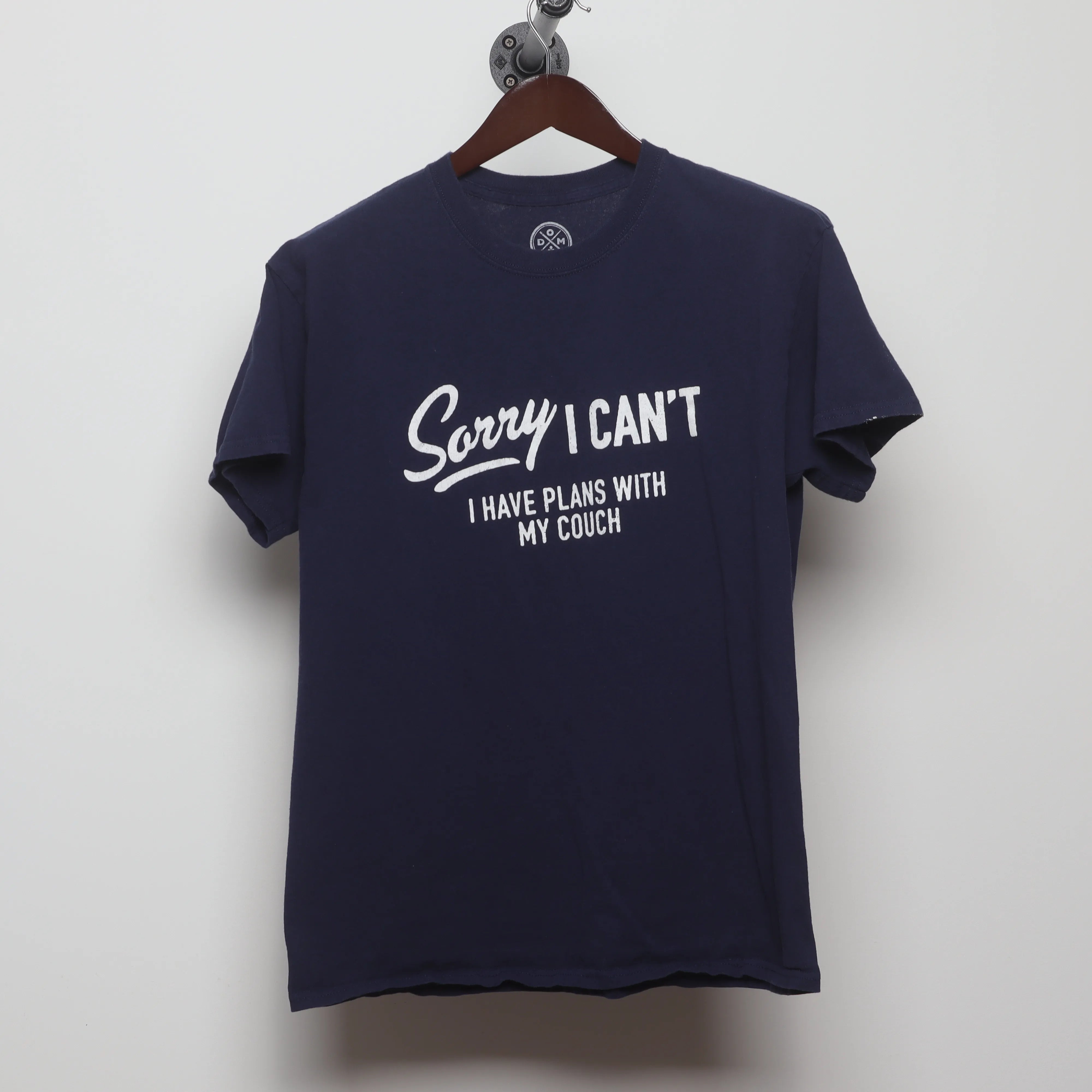 Front view of Modern Sorry I Can't Funny Graphic T-Shirt M