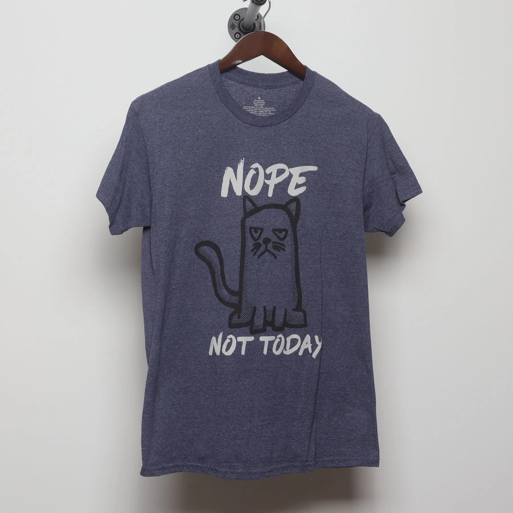 Front view of Vintage Y2K "Nope Not Today" Cat T-Shirt - S
