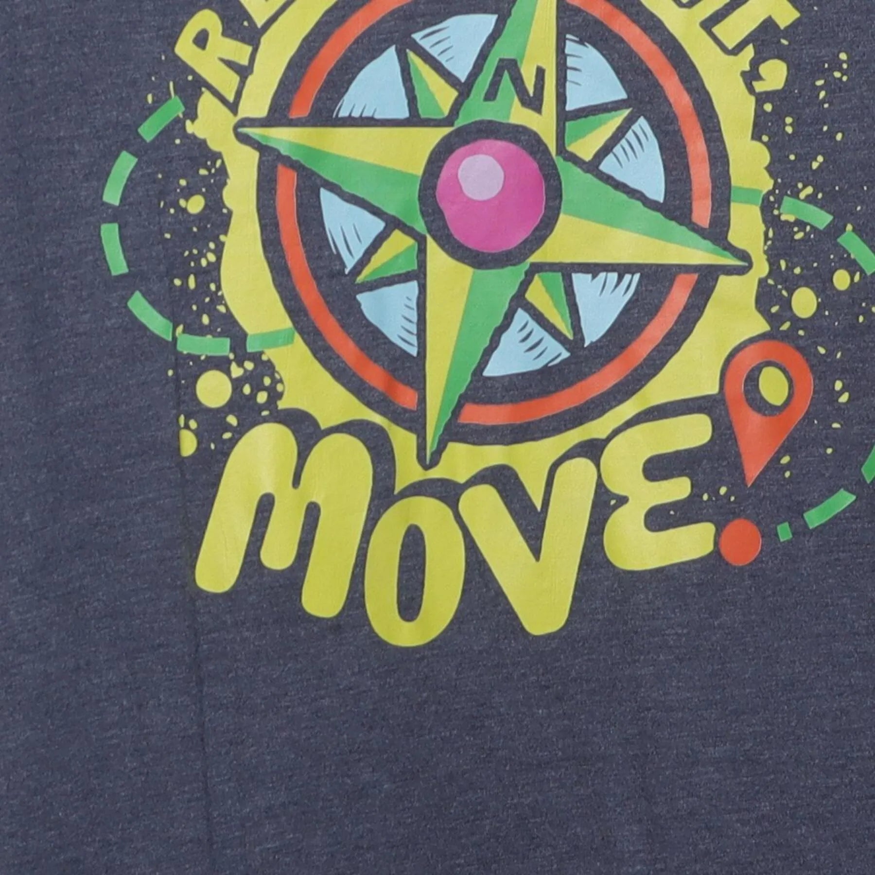 Close-up of the main graphic on the Vintage 2010s Kids Event "Ready, Set, Move!" T-Shirt - M