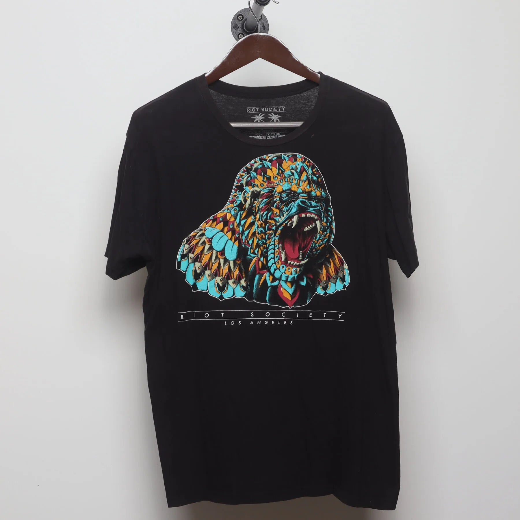 Front view of Vintage 2010s Riot Society "Roaring Gorilla" T-Shirt - L