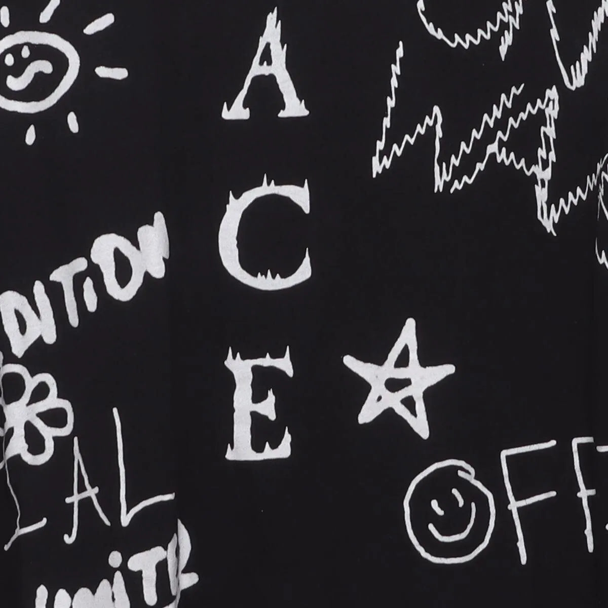 Close-up of the main graphic on the Vintage 1990s Graffiti Art "Chaos & Peace" All Over Print T-Shirt - XXL