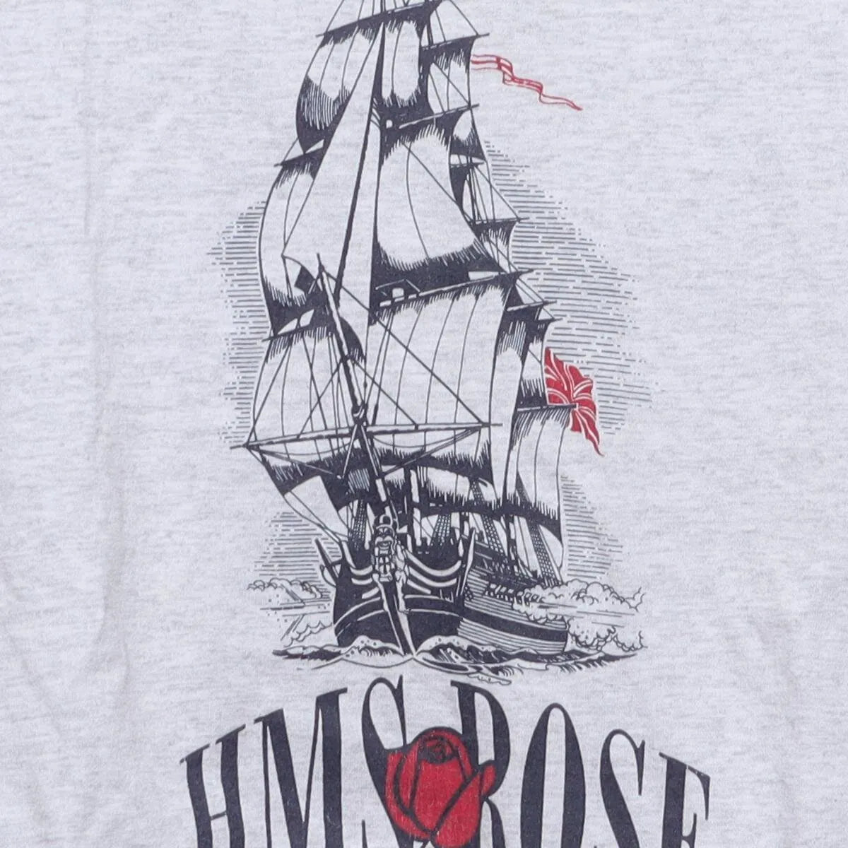 Close-up of the main graphic on the Vintage 1990s Harley-Davidson "HMS Rose" T-Shirt - L