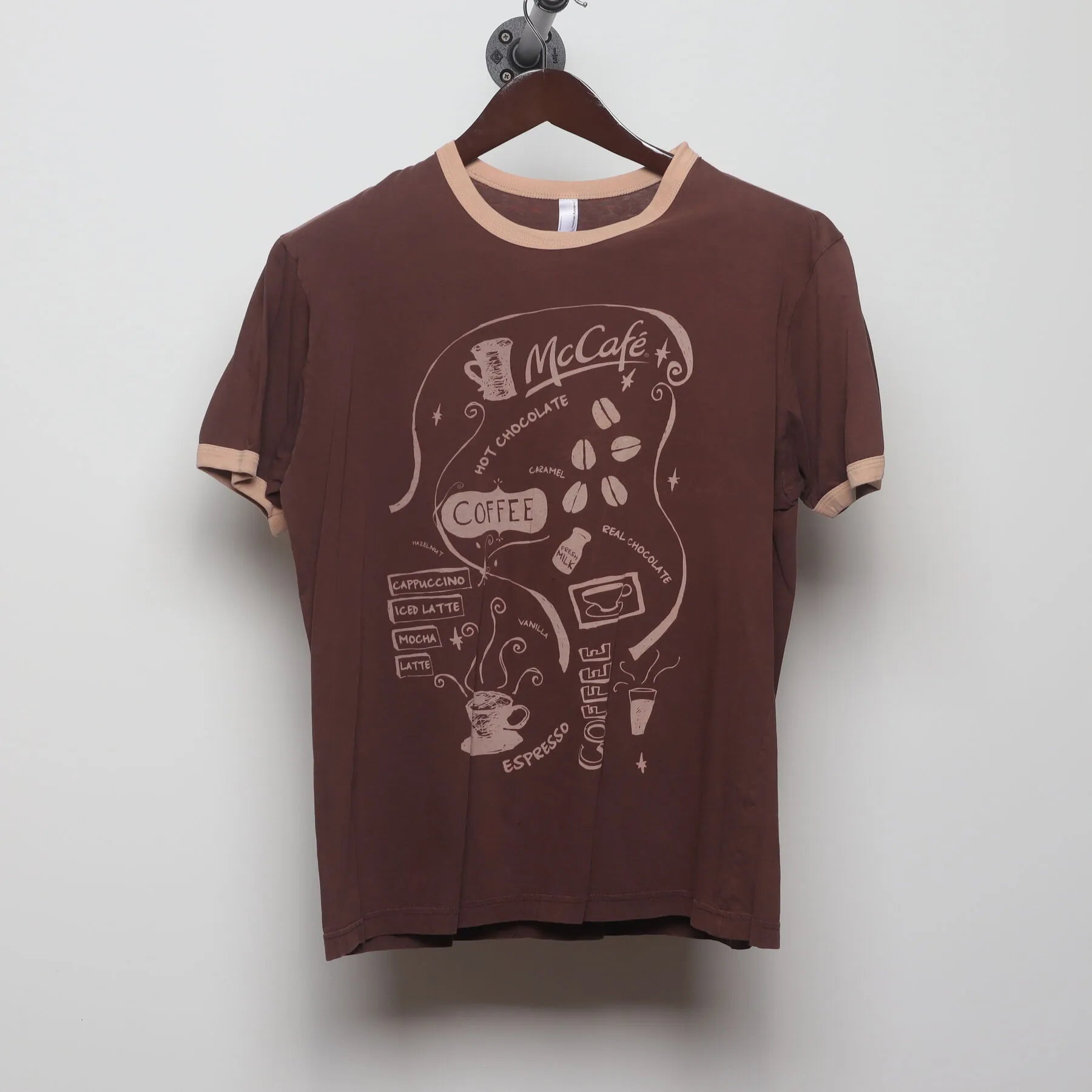 Front view of Vintage Y2K McCafé "Coffee Menu" T-Shirt - M