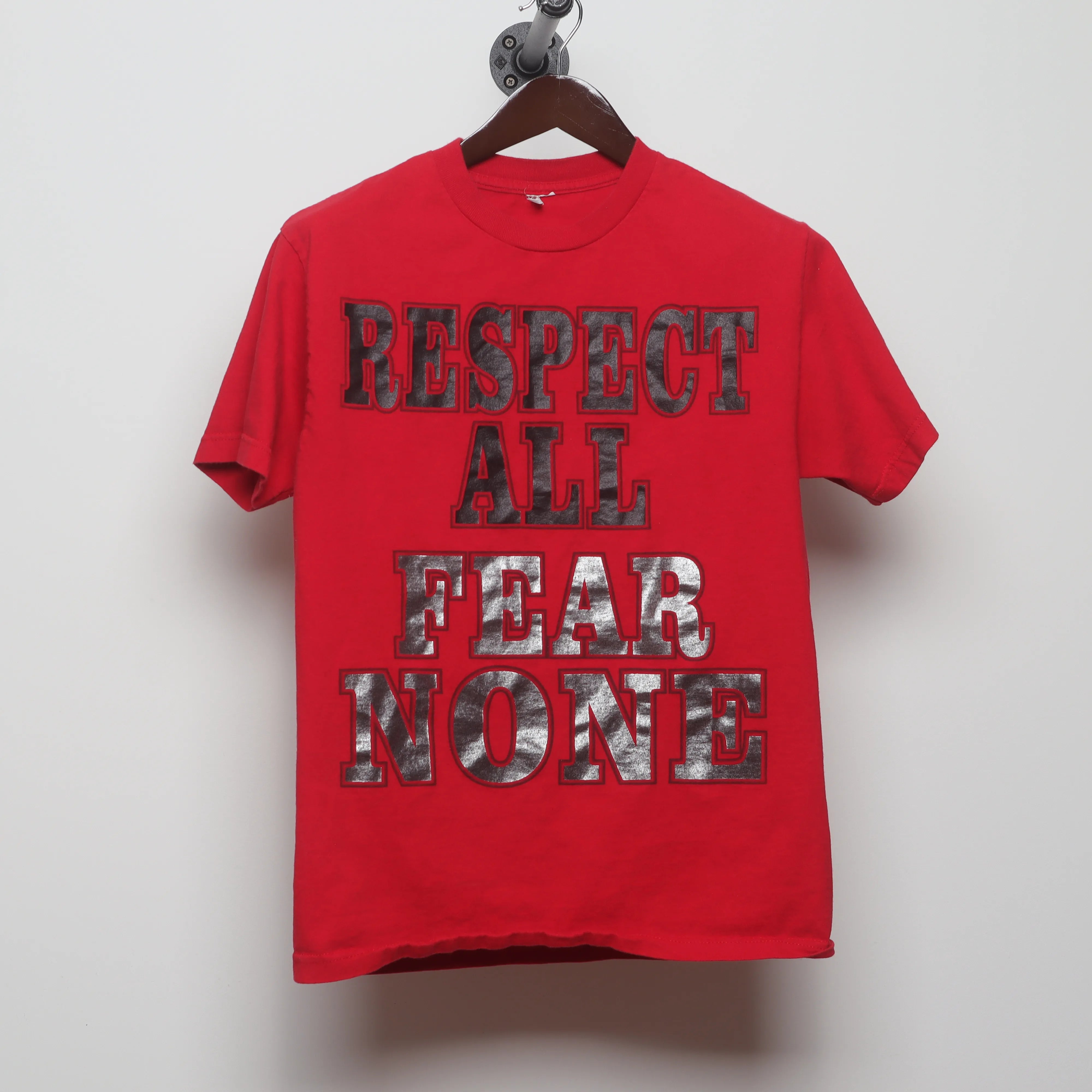 Front view of Vintage 2000s Respect All Fear None Graphic Tee S