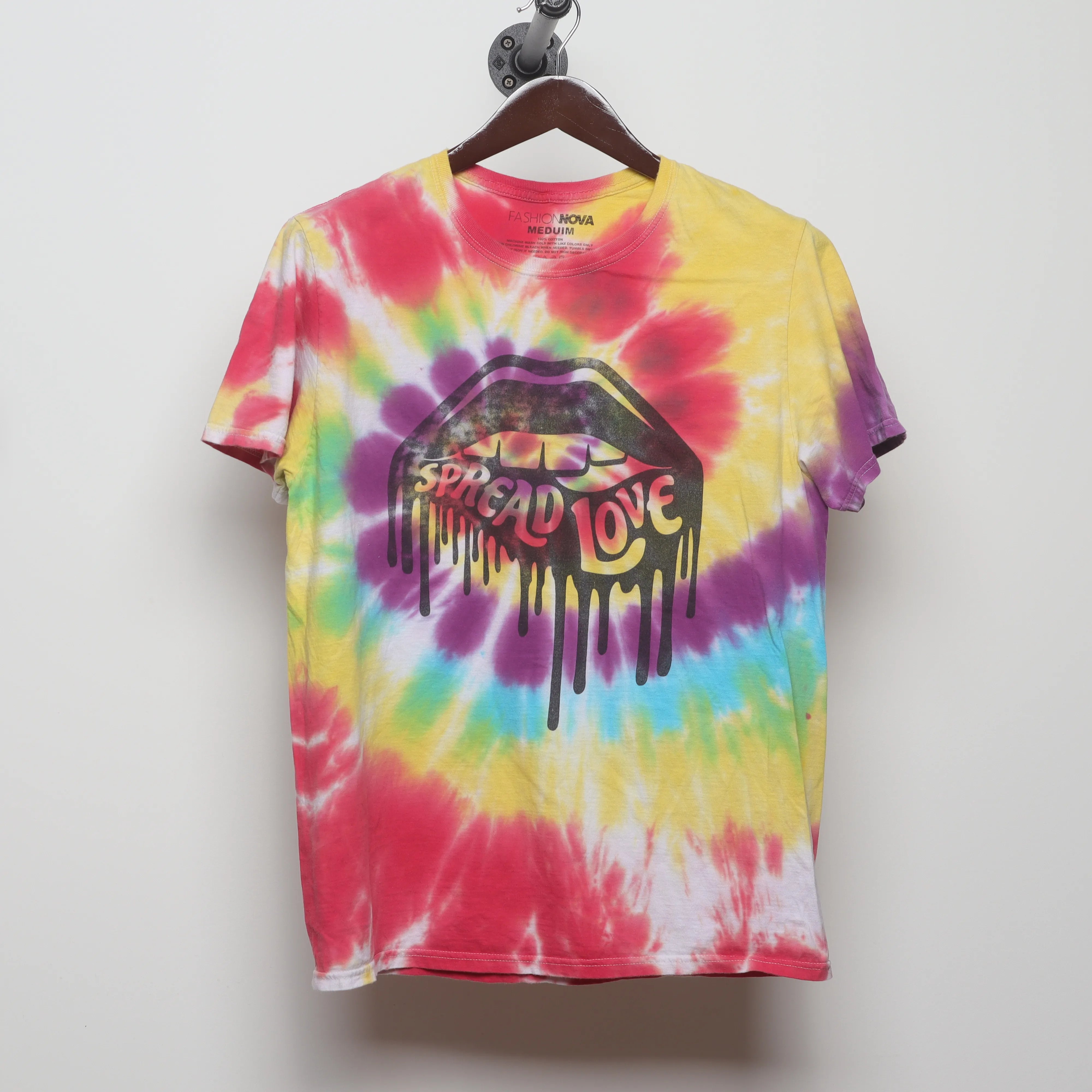 Front view of Vintage 2010s Fashion Nova Spread Love Tie-Dye Tee M