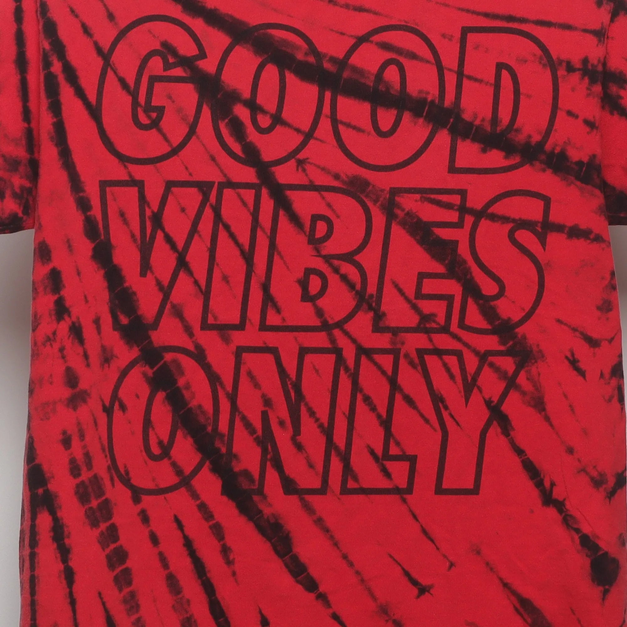 Close-up of the main graphic on the Vintage 2010s Good Vibes Only Tie-Dye T-Shirt M