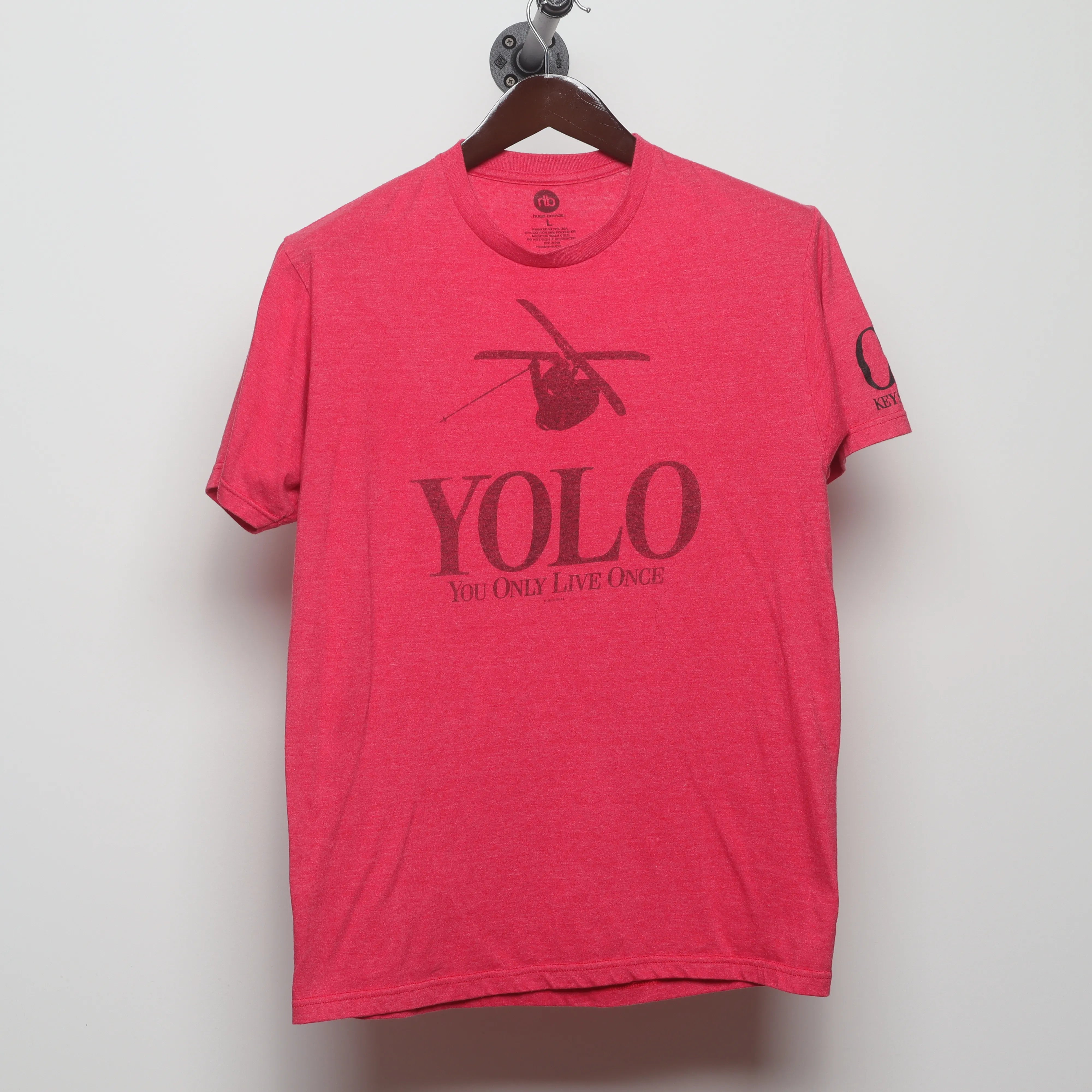Front view of Vintage 2010s Keystone Ski YOLO Graphic T-Shirt M
