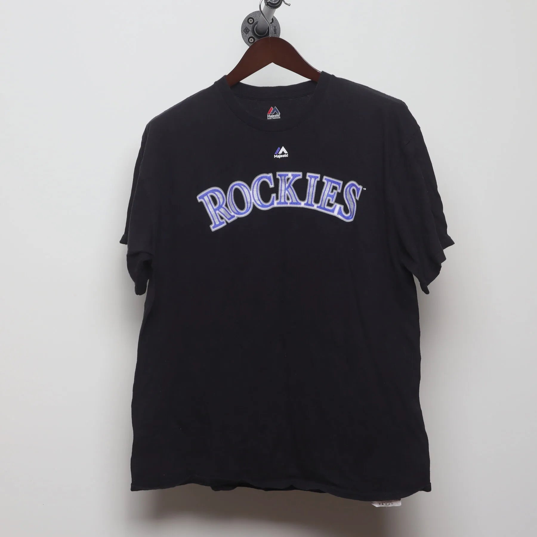 Front view of Vintage 2010s Majestic "Colorado Rockies Story #27" T-Shirt - XL