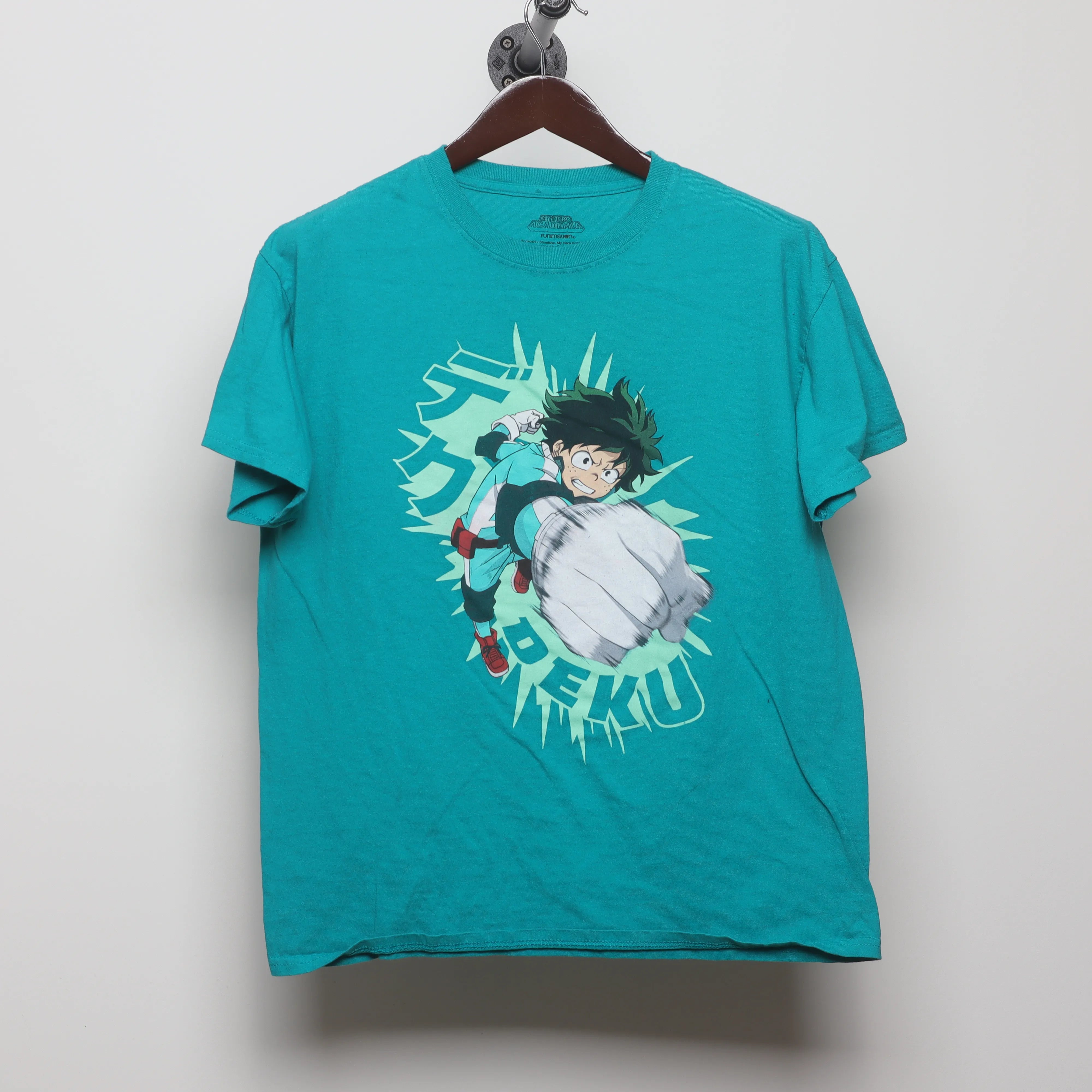 Front view of Vintage 2010s My Hero Academia Deku Anime T-Shirt L