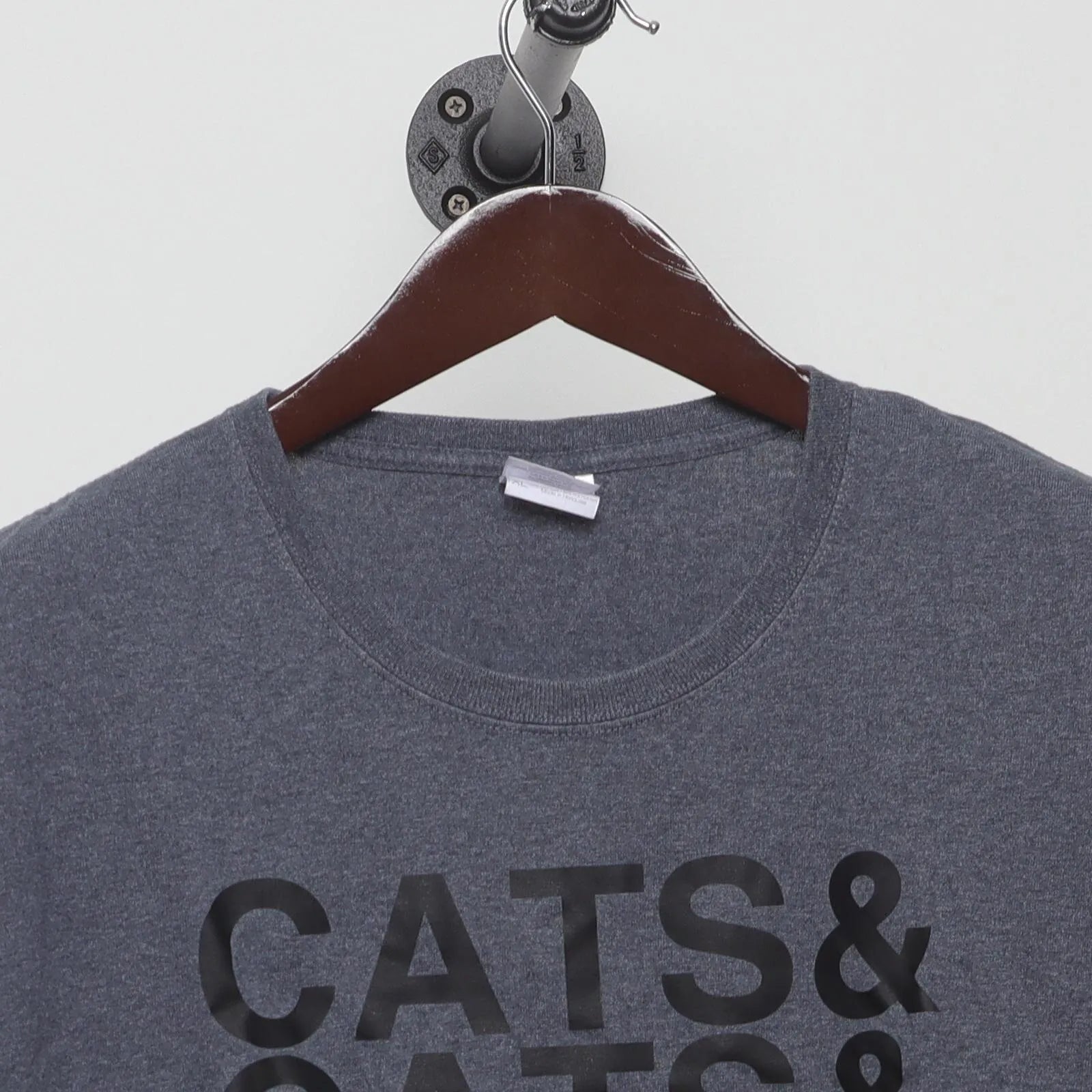 Close-up of the collar and tag on the Vintage 2010s Next Level Apparel "Cats & Cats & Cats" T-Shirt - XL