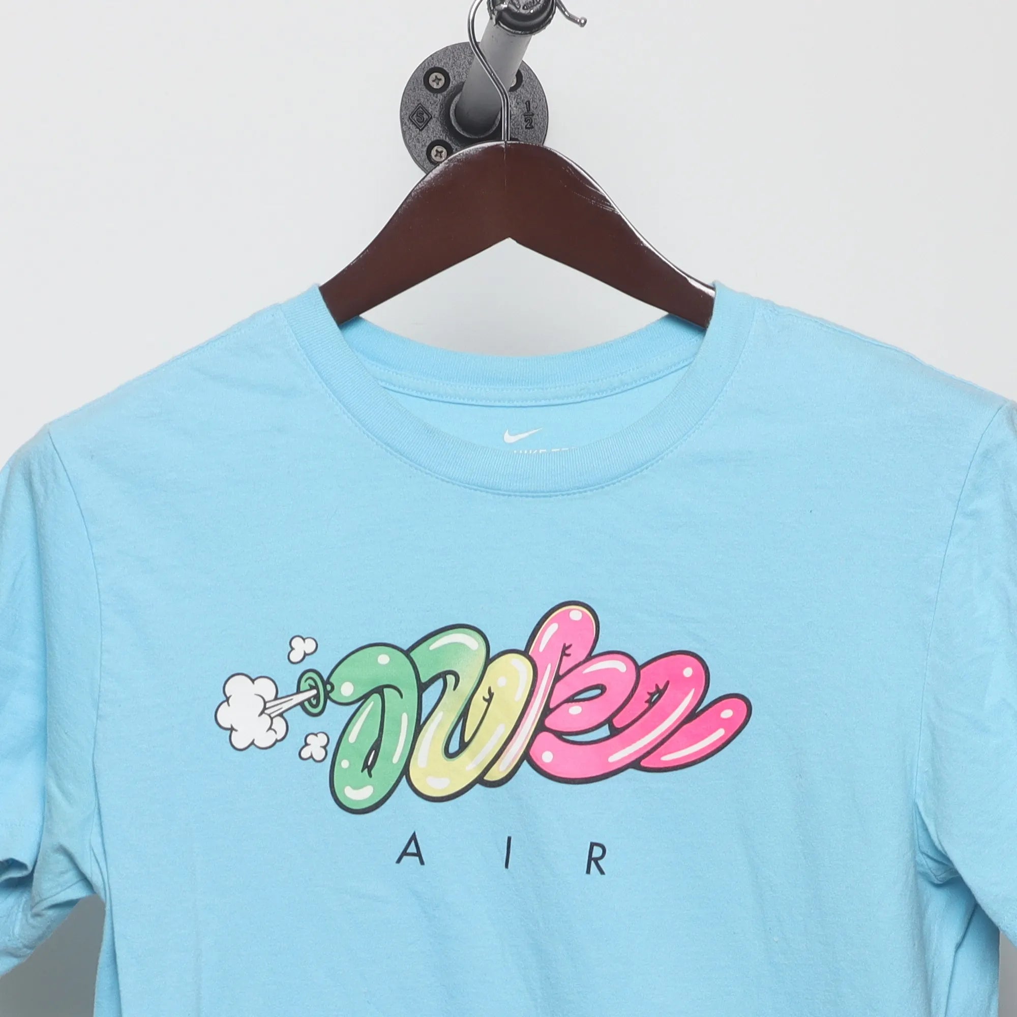 Close-up of the collar and tag on the Vintage 2010s Nike Air Bubble Graffiti T-Shirt S