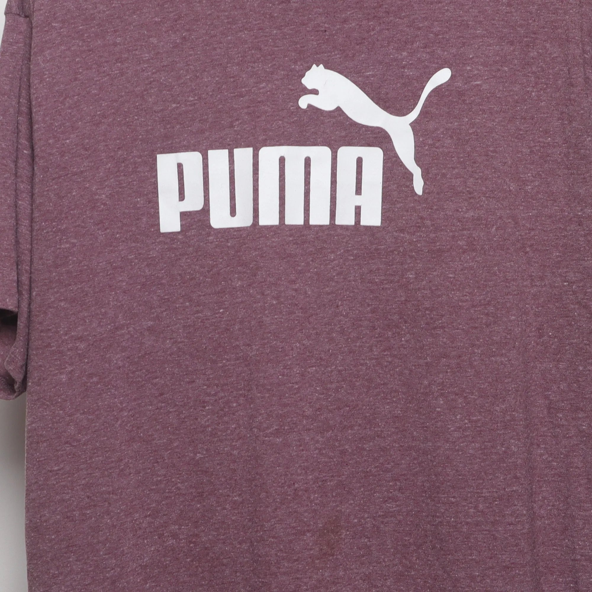 Close-up of the main graphic on the Vintage 2010s Puma Big Logo Heathered T-Shirt XL