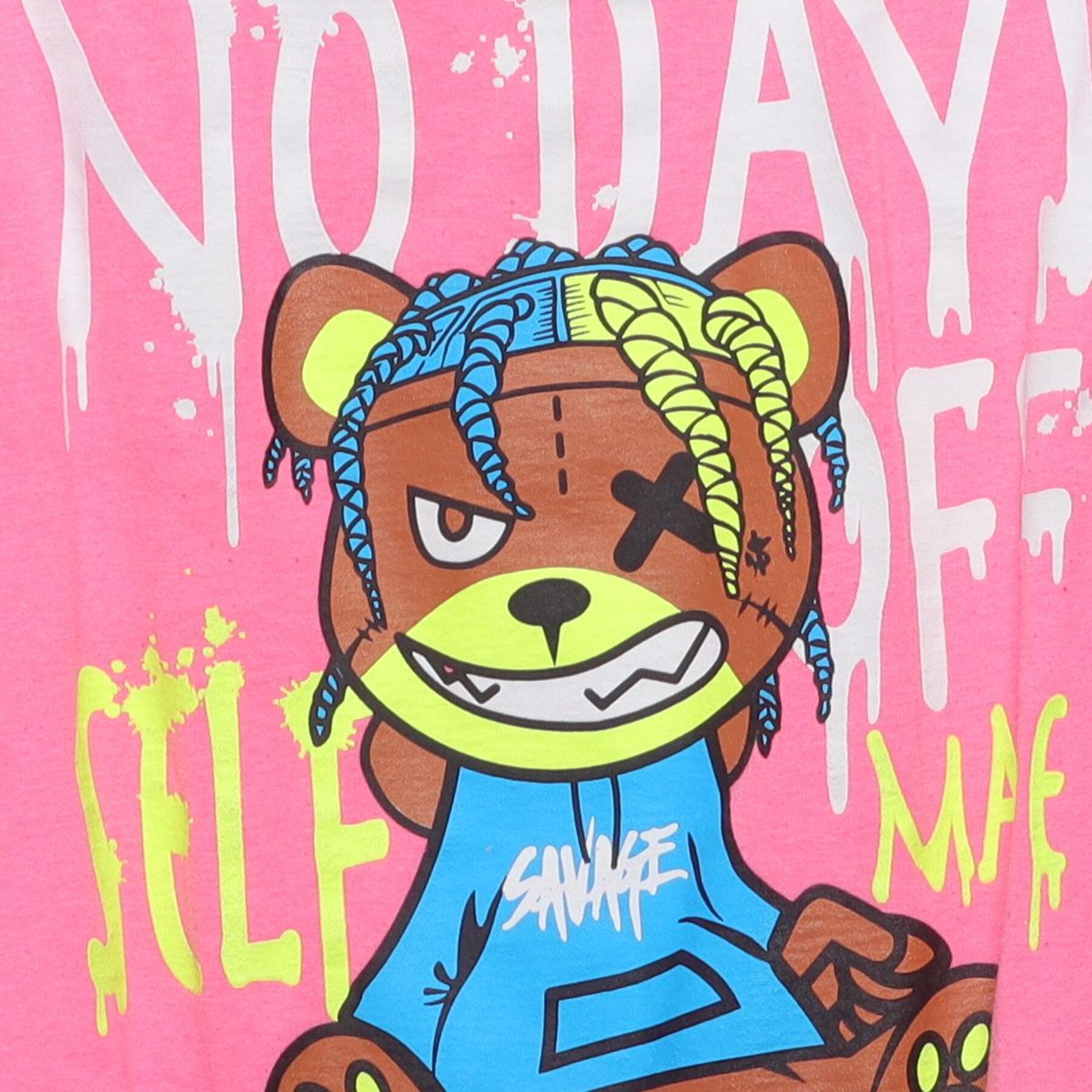 Close-up of the main graphic on the Vintage 2010s Savage Bear "No Days Off" T-Shirt - L