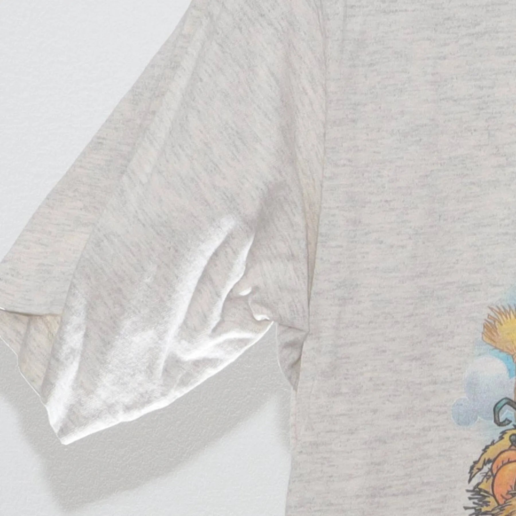 Close-up of the Left sleeve on the Vintage 1990s Disney Winnie the Pooh "Pooh's Hayride" T-Shirt - S