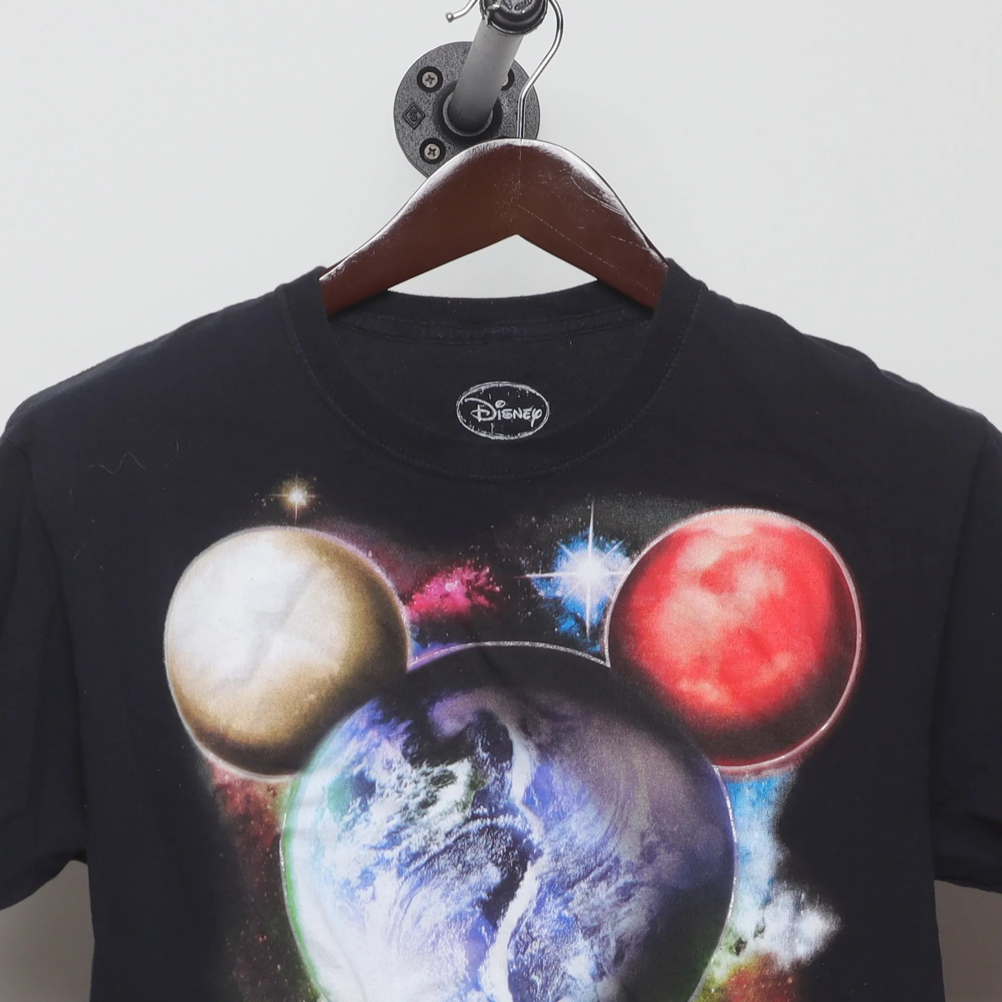 Close-up of the collar and tag on the Vintage Disney Parks Cosmic Mickey Graphic T-Shirt S