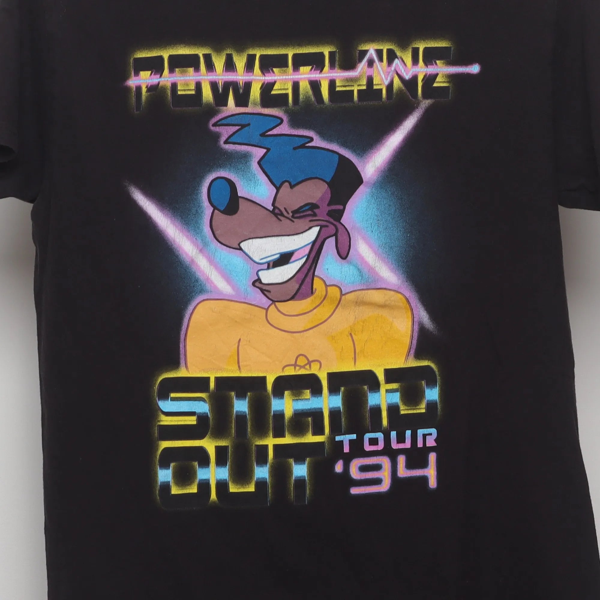 Close-up of the main graphic on the Vintage Disney Powerline Stand Out Tour T-Shirt S