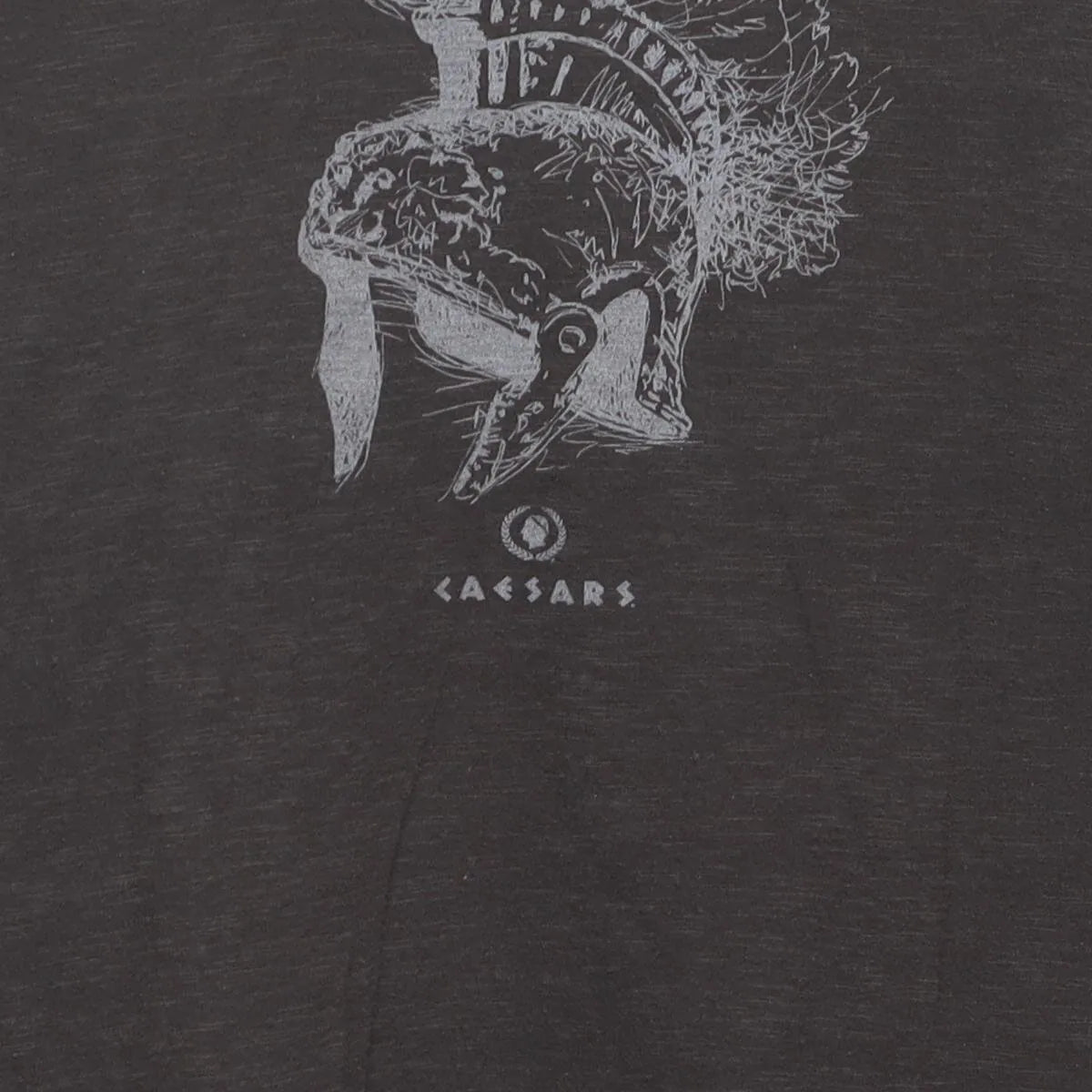Close-up of the main graphic on the Vintage Modern Caesars "Roman Helmet" T-Shirt - L