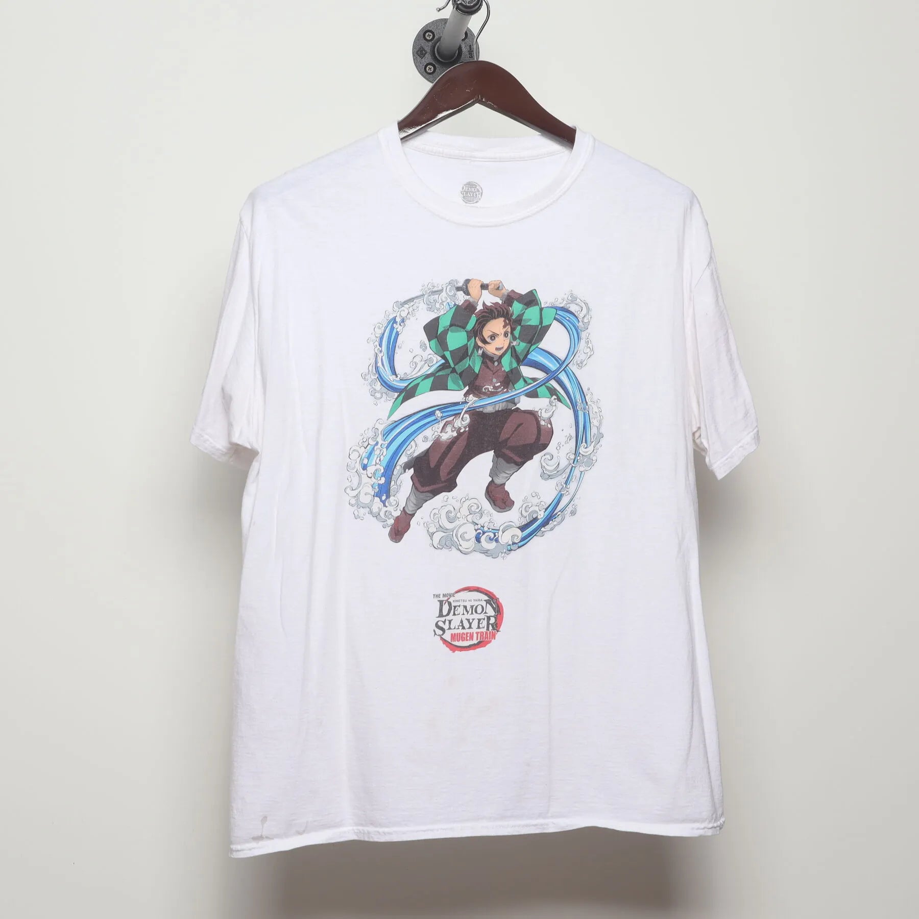 Front view of Vintage Modern Demon Slayer "Tanjiro Mugen Train" T-Shirt - M