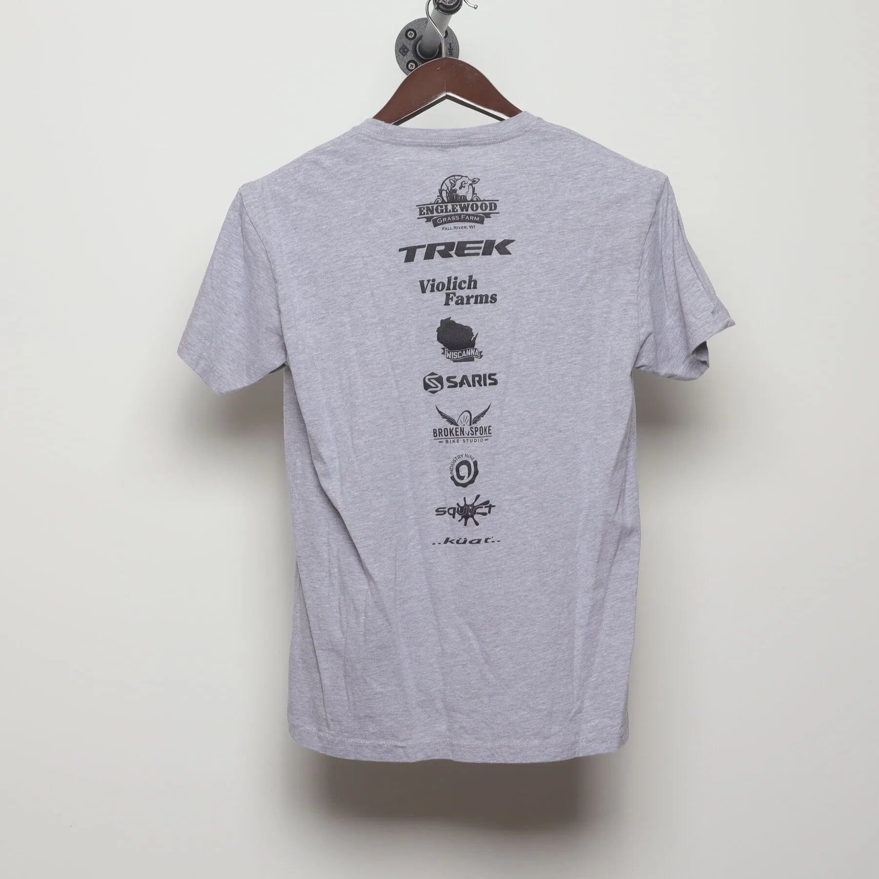 Back view of Vintage Modern Englewood Grass Farm "Cycling Cow" T-Shirt - M