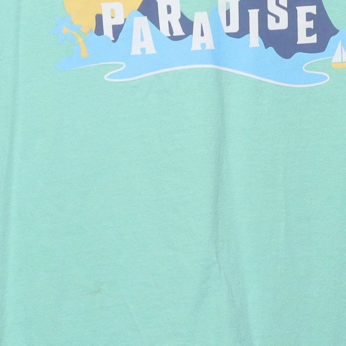 Close-up of the main graphic on the Vintage Modern HK "Found In Paradise" T-Shirt - S