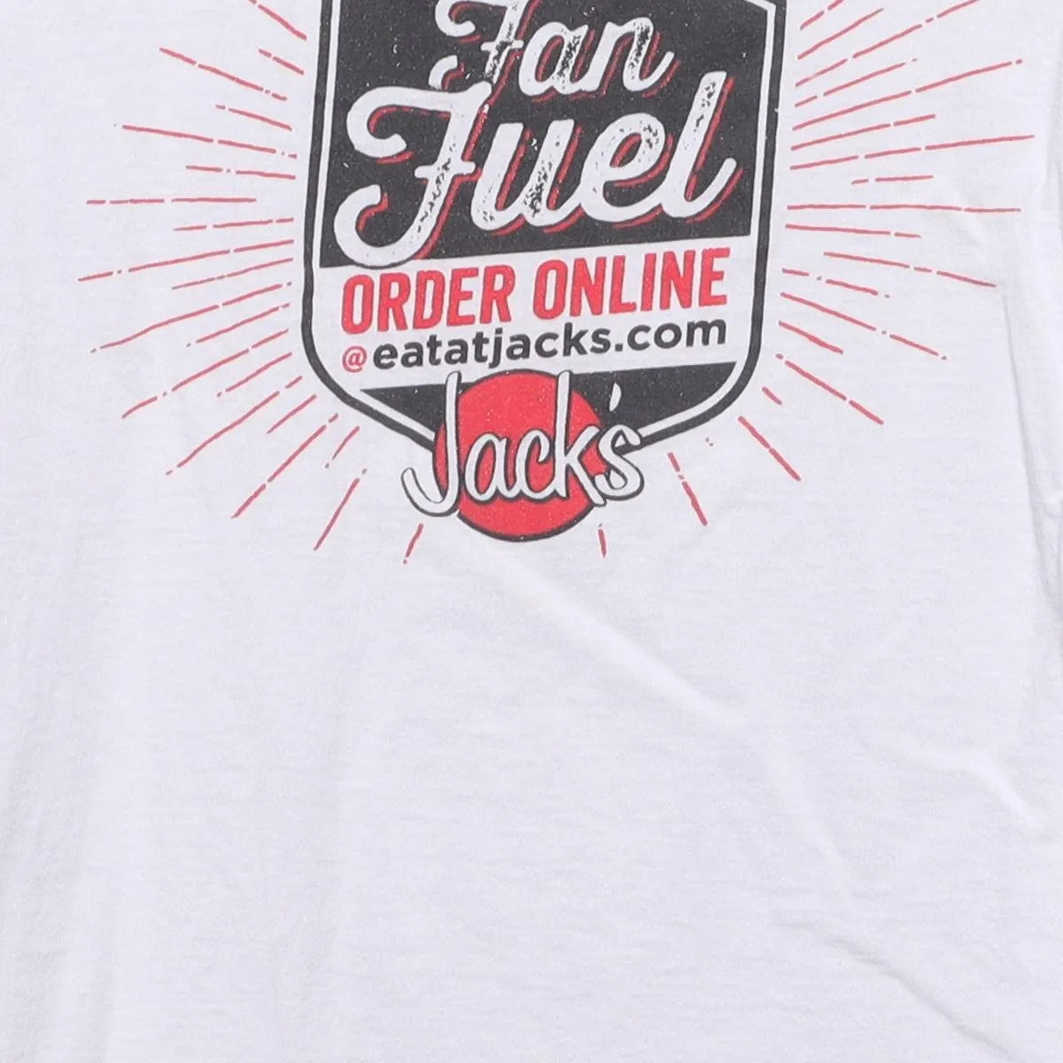 Close-up of the main graphic on the Vintage Modern Jack's "Fan Fuel" T-Shirt - L