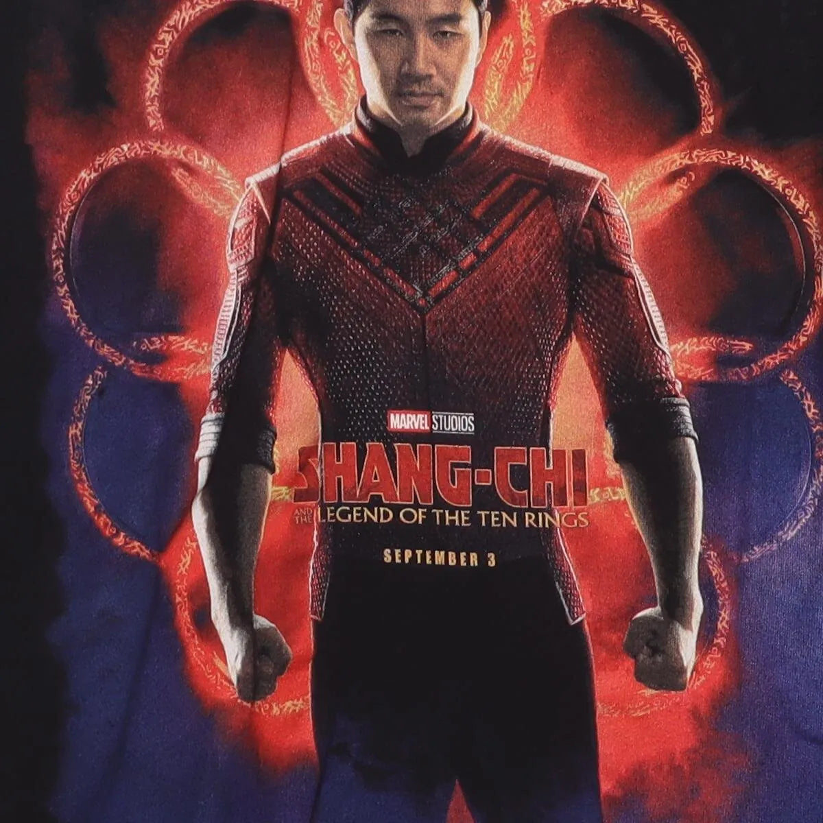 Close-up of the main graphic on the Vintage Modern Marvel "Shang-Chi Movie Poster" T-Shirt - M