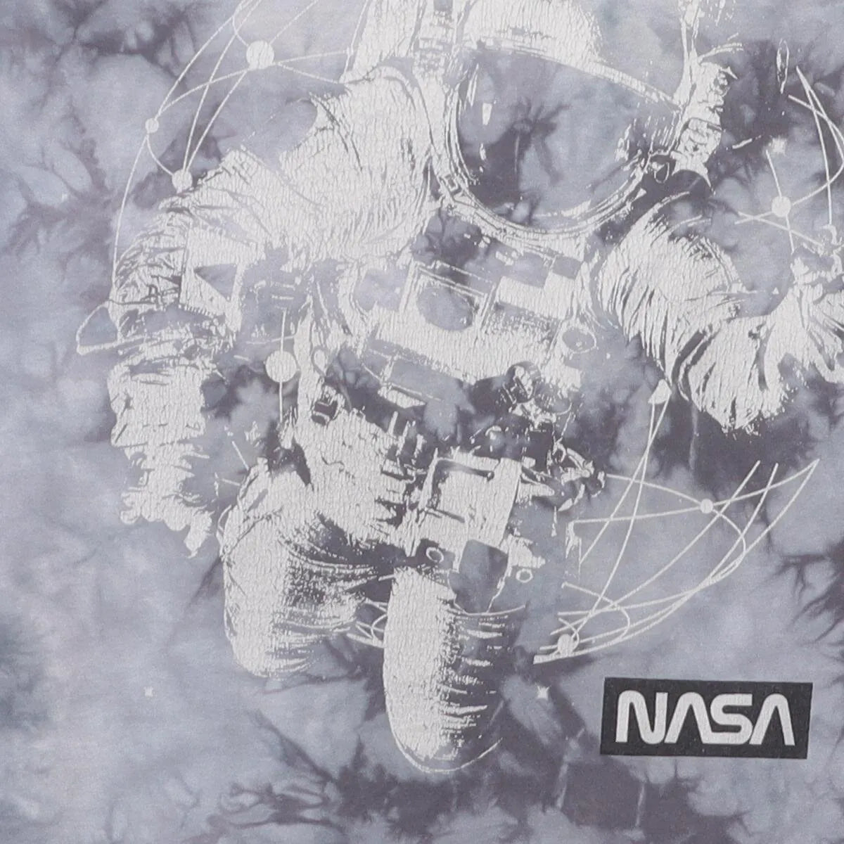 Close-up of the main graphic on the Vintage Modern NASA "Astronaut Tie-Dye" T-Shirt - S
