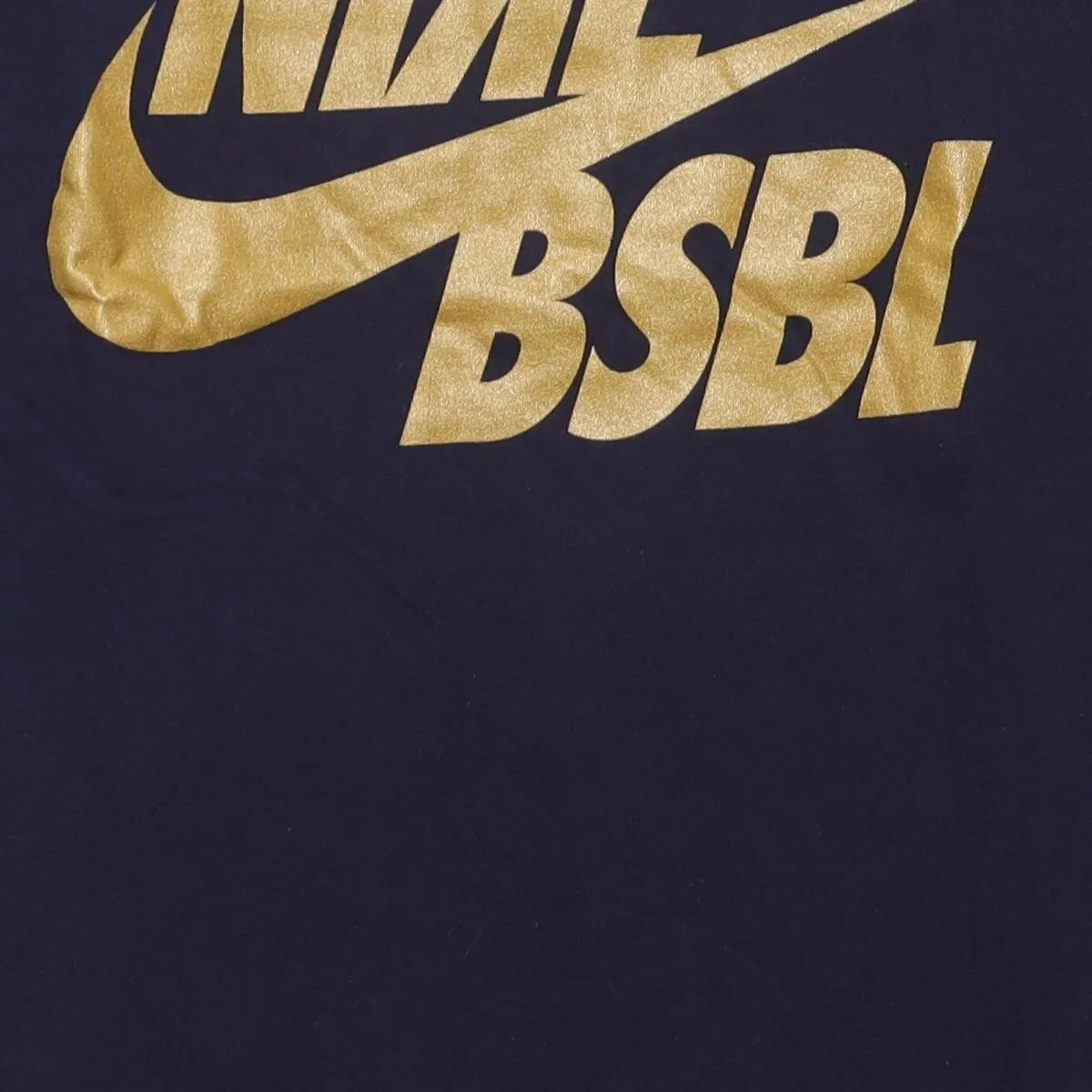 Close-up of the main graphic on the Vintage Modern Nike "BSBL Gold Foil" T-Shirt - S