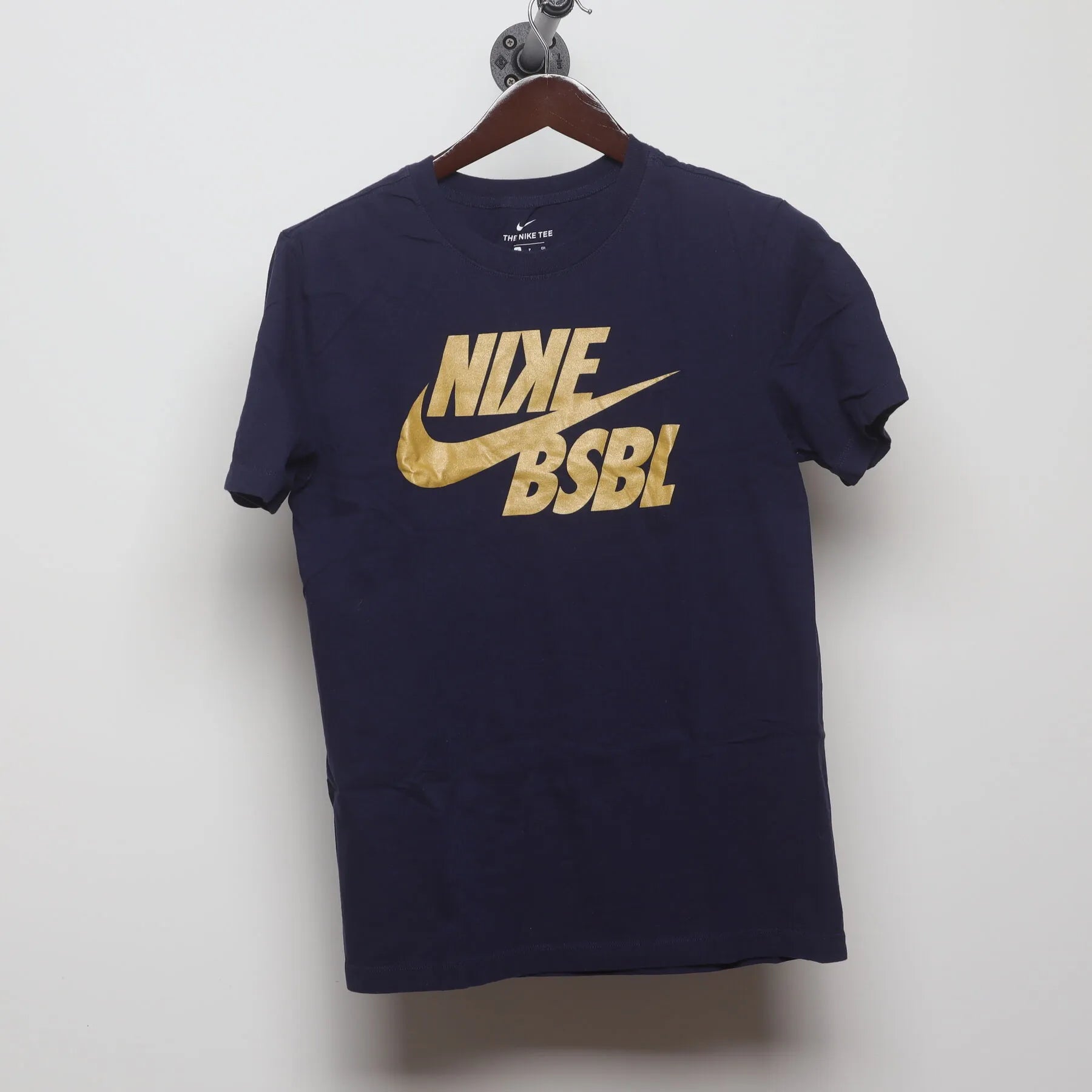 Front view of Vintage Modern Nike "BSBL Gold Foil" T-Shirt - S