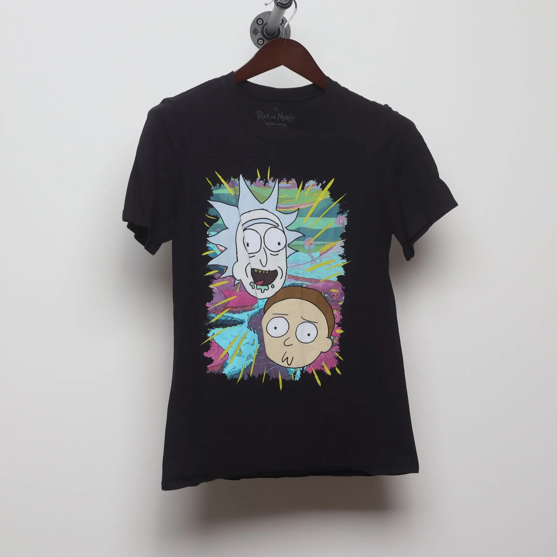 Front view of Vintage Modern Rick and Morty "Psychedelic Portrait" T-Shirt - XS