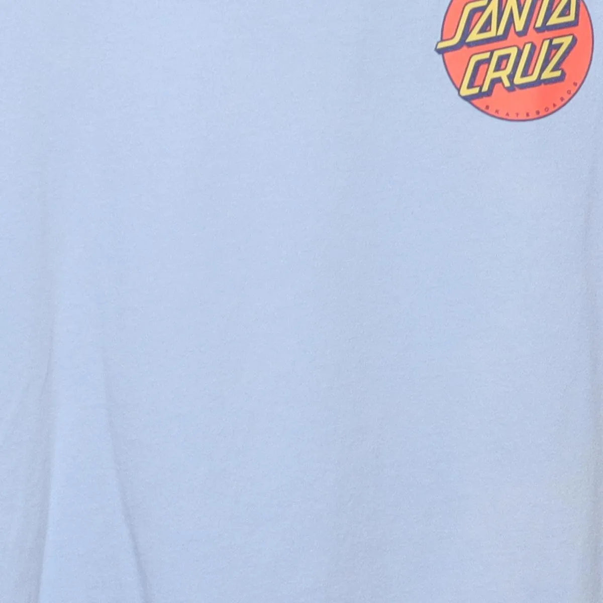 Close-up of the main graphic on the Vintage Modern Santa Cruz Skateboards "Classic Dot Logo" T-Shirt - XS