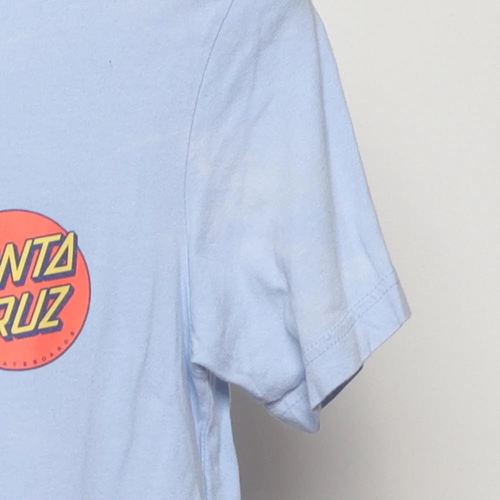 Close-up of the sleeve on the Vintage Modern Santa Cruz Skateboards "Classic Dot Logo" T-Shirt - XS