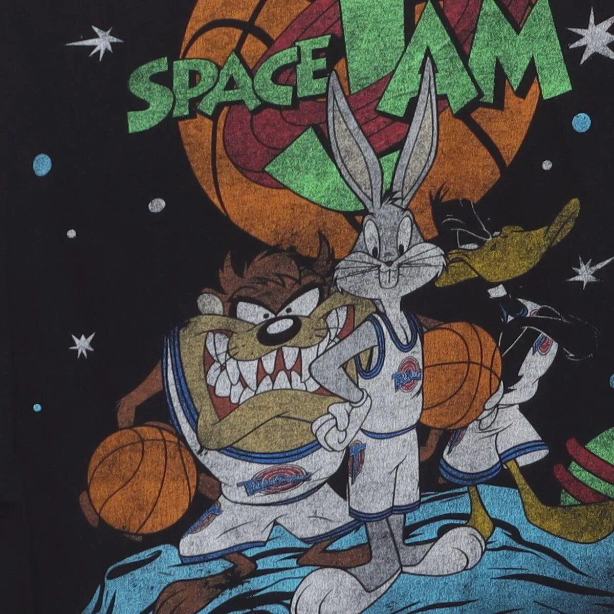 Close-up of the main graphic on the Vintage Modern Space Jam "Tune Squad" T-Shirt - S