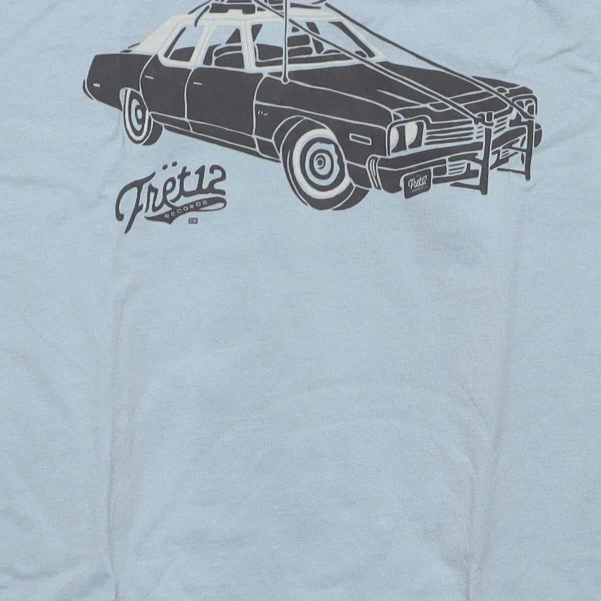 Close-up of the main graphic on the Vintage Modern The Blues Brothers "Bluesmobile" T-Shirt - S