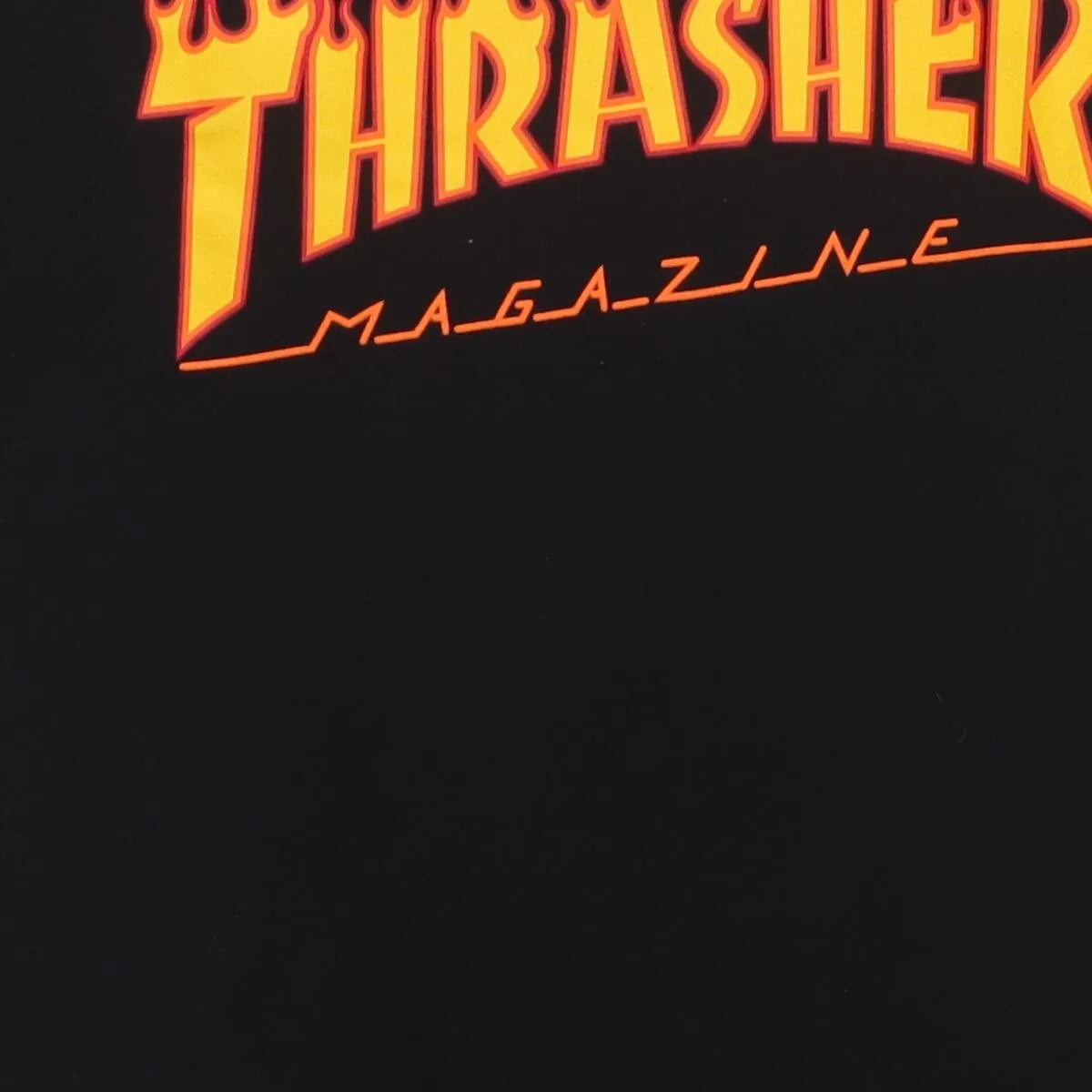 Close-up of the main graphic on the Vintage Modern Thrasher Magazine "Flame Logo" T-Shirt - XS