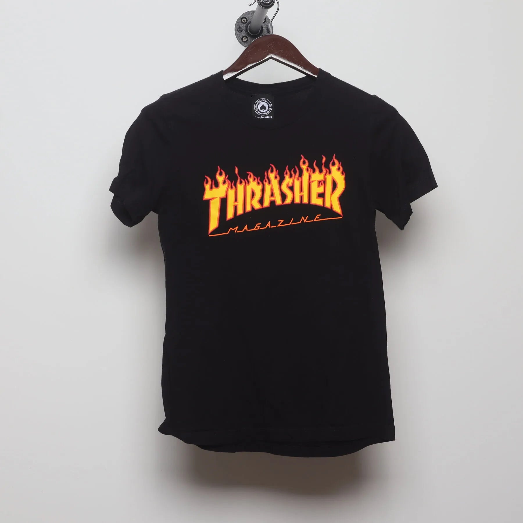 Front view of Vintage Modern Thrasher Magazine "Flame Logo" T-Shirt - XS