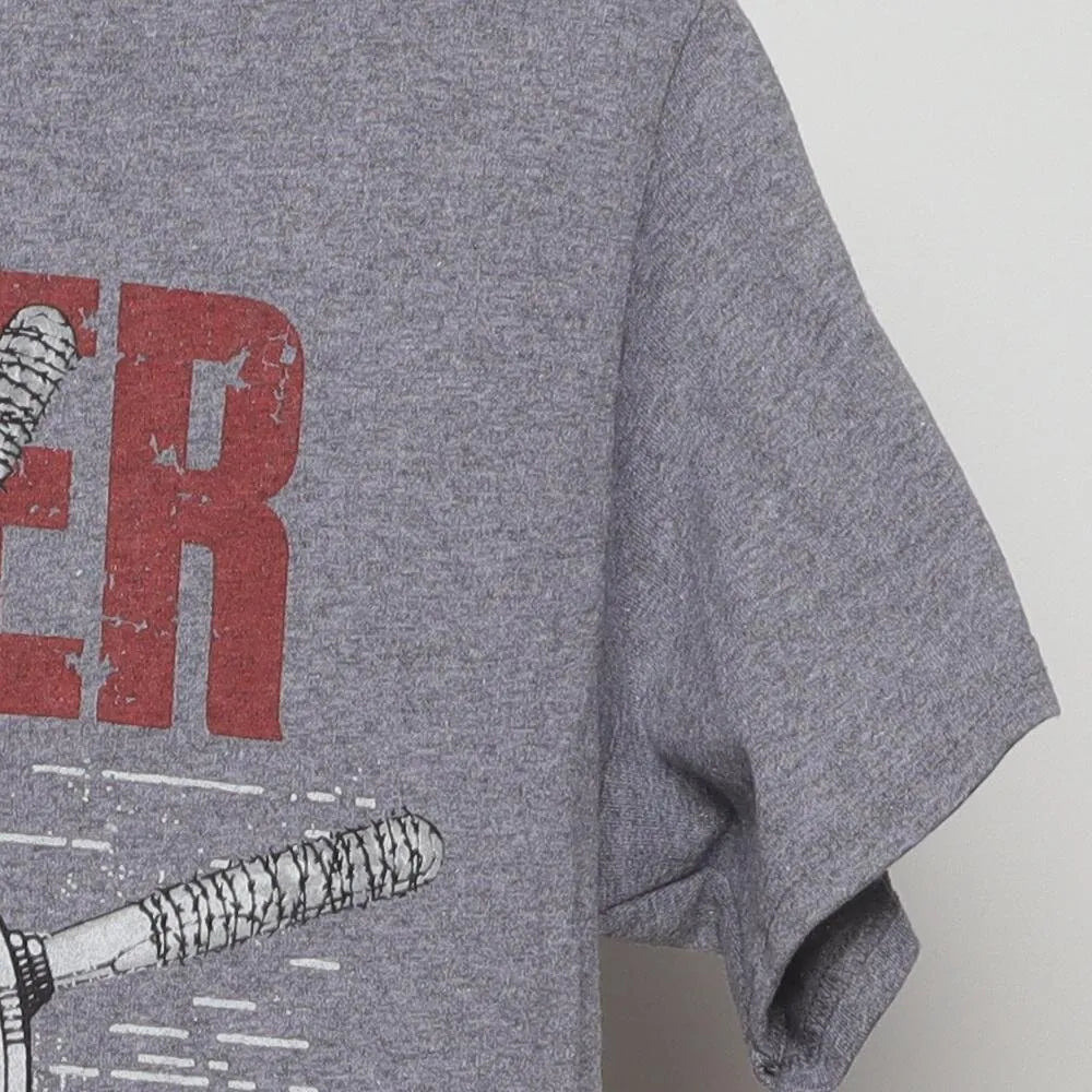 Close-up of the sleeve on the Vintage Modern Walker Stalker Cruise "Zombie Beret" T-Shirt - M