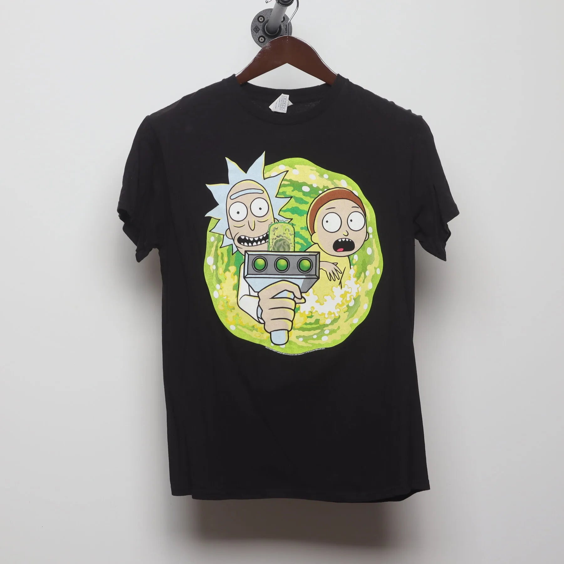 Front view of Vintage 2010s Rick and Morty "Portal Gun" T-Shirt - S