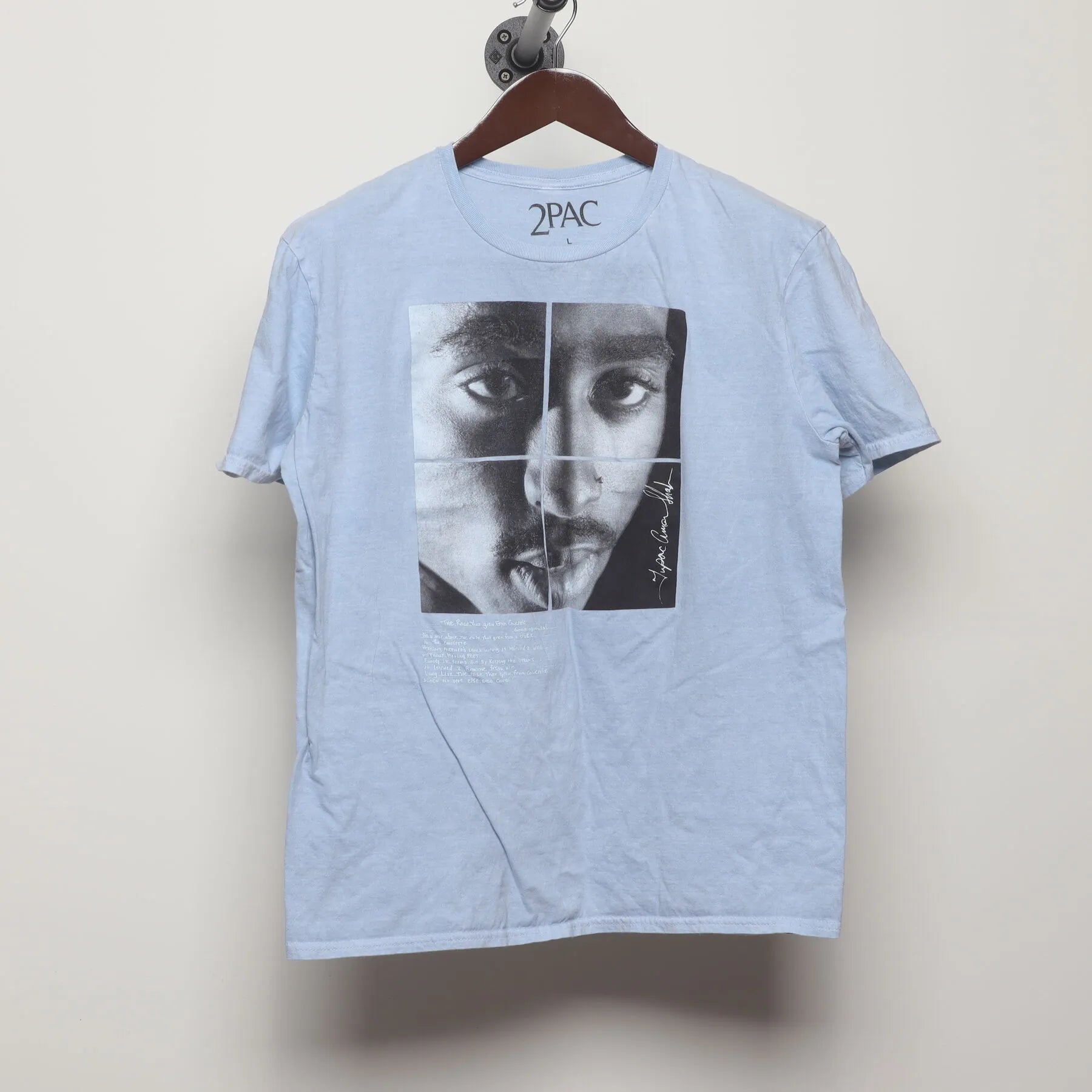 Front view of Vintage Y2K 2PAC "Tupac Portrait" T-Shirt - M