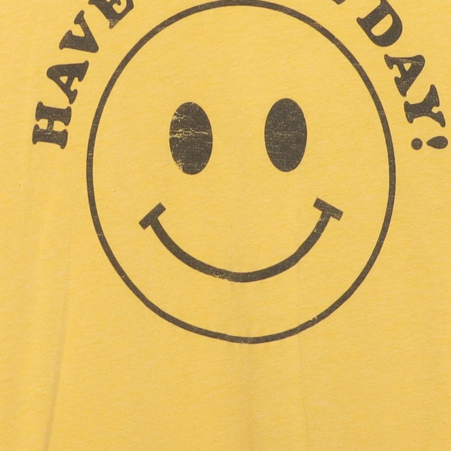 Close-up of the main graphic on the Vintage 1970s walk in love. "Have A Nice Day" Smiley Face T-Shirt - XS