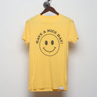 Front view of Vintage 1970s walk in love. "Have A Nice Day" Smiley Face T-Shirt - XS
