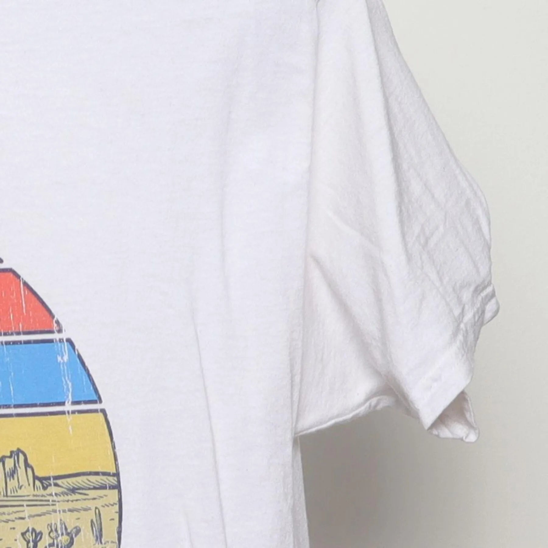 Close-up of the Right sleeve on the Vintage 1980s Death Valley "Mirage" T-Shirt - S