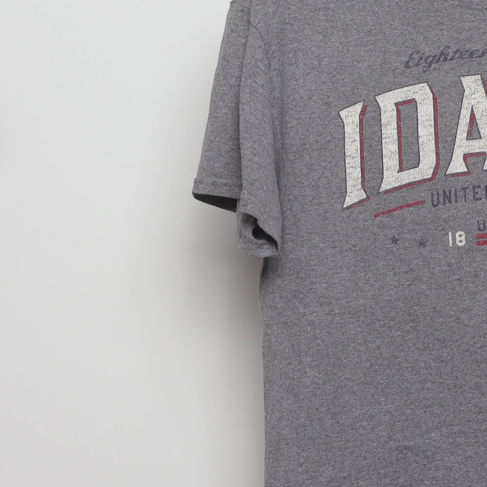 Close-up of the sleeve on the Vintage Style Idaho Retro Graphic T-Shirt M