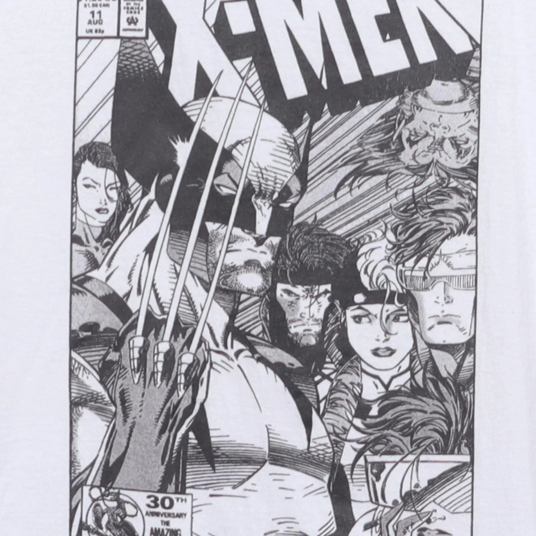 Close-up of the main graphic on the Vintage 1980s Marvel Comics "X-Men #133 Comic Cover" T-Shirt - L