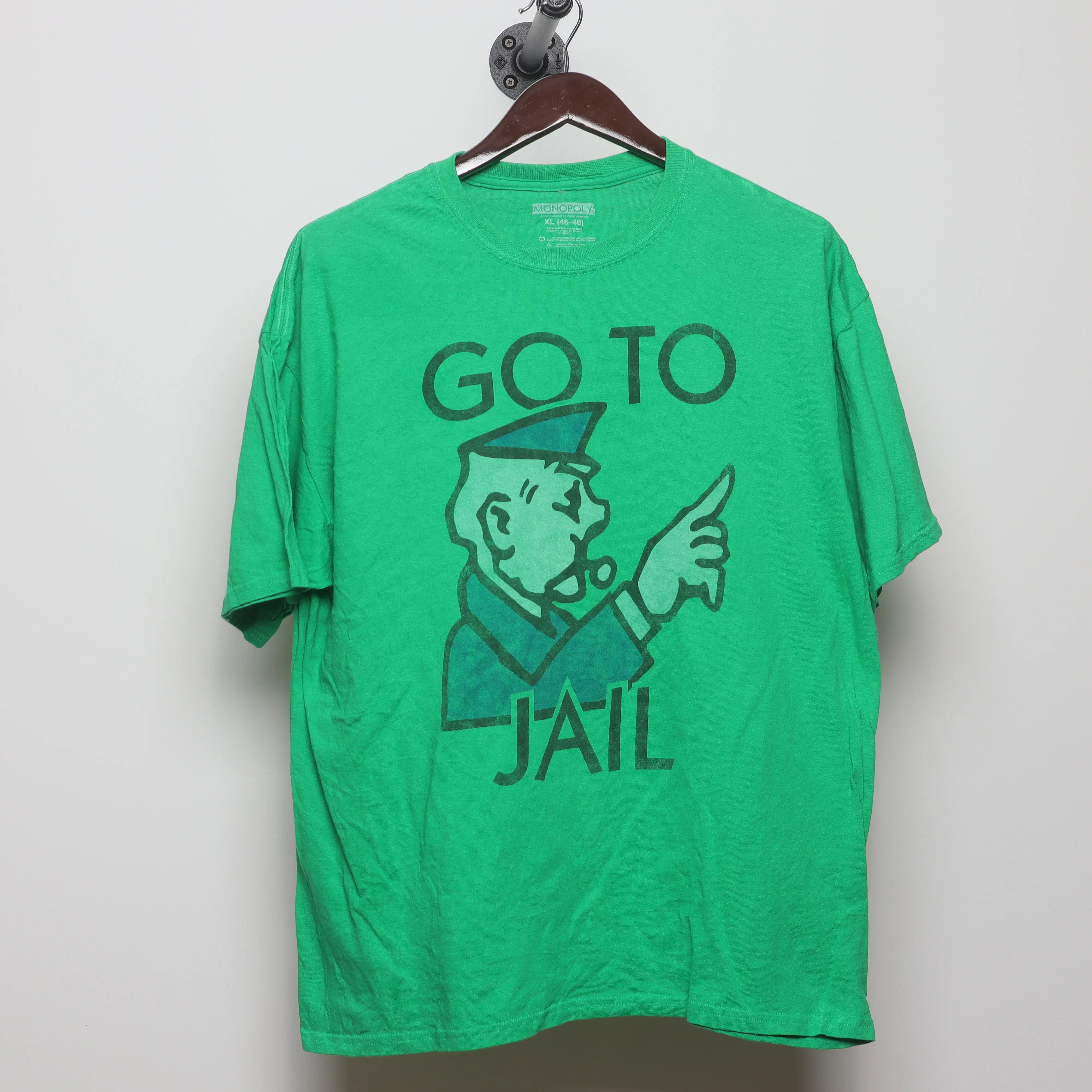 Front view of Vintage-Style Monopoly Go To Jail Graphic T-Shirt XL